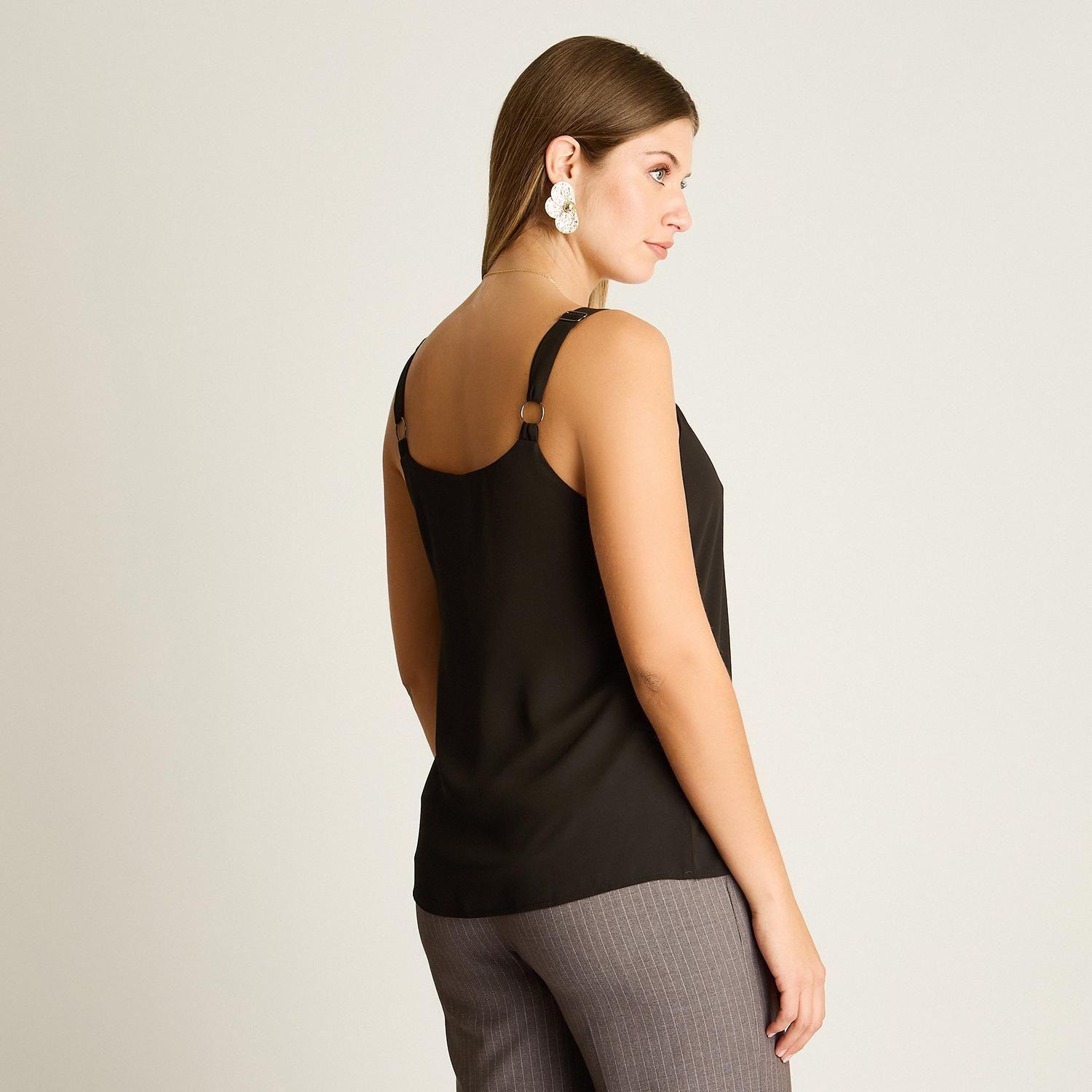 Blusa Pabilo Lencera Negra con Tirantes Ajustables-1