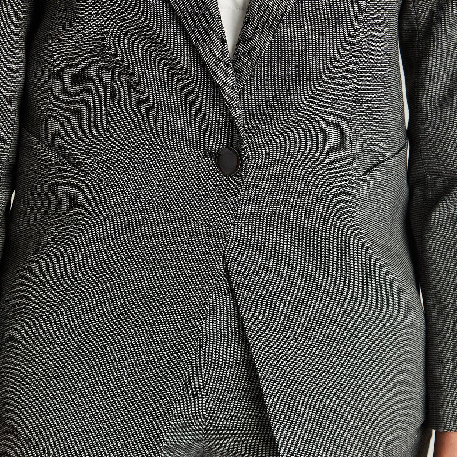 Blazer Manga Larga Con Un Botón Gris-2