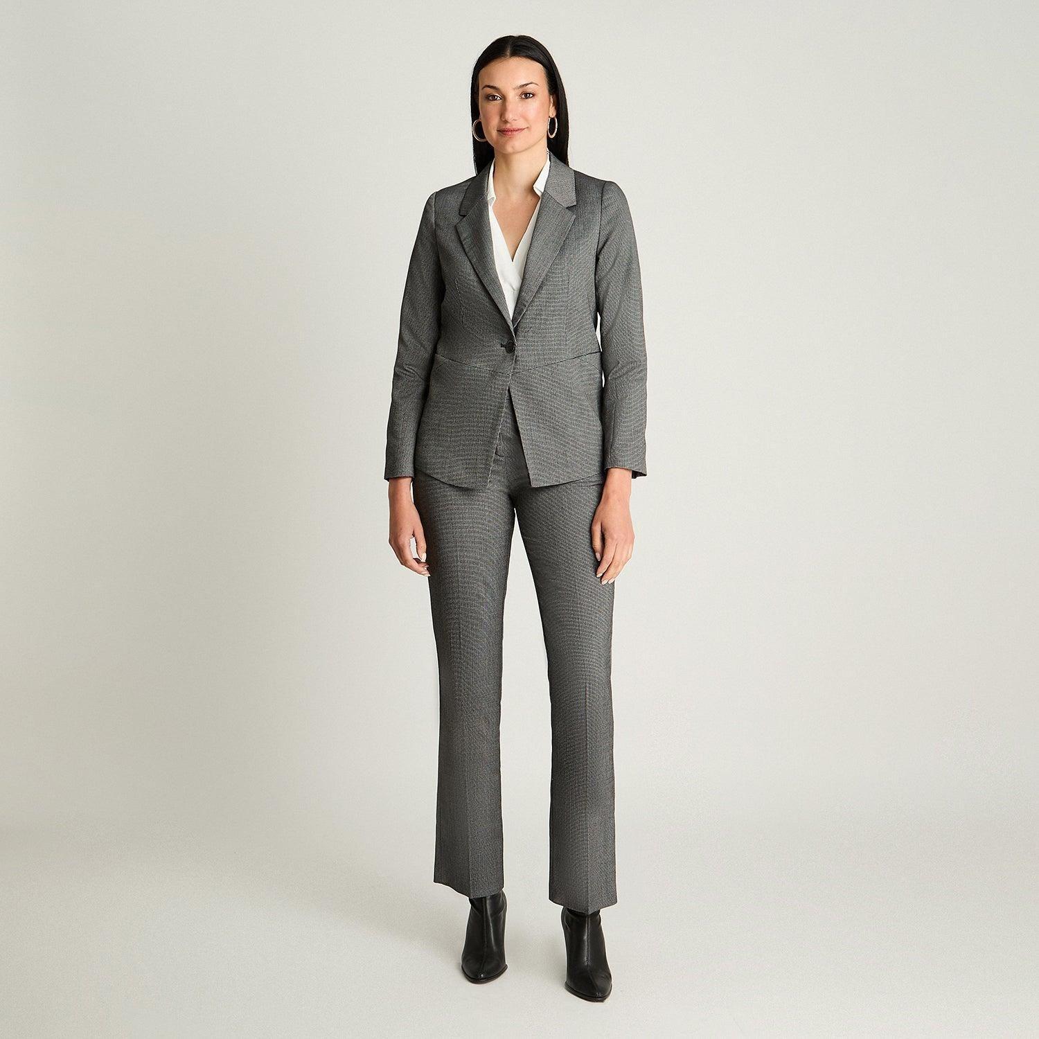 Blazer Manga Larga Con Un Botón Gris-3