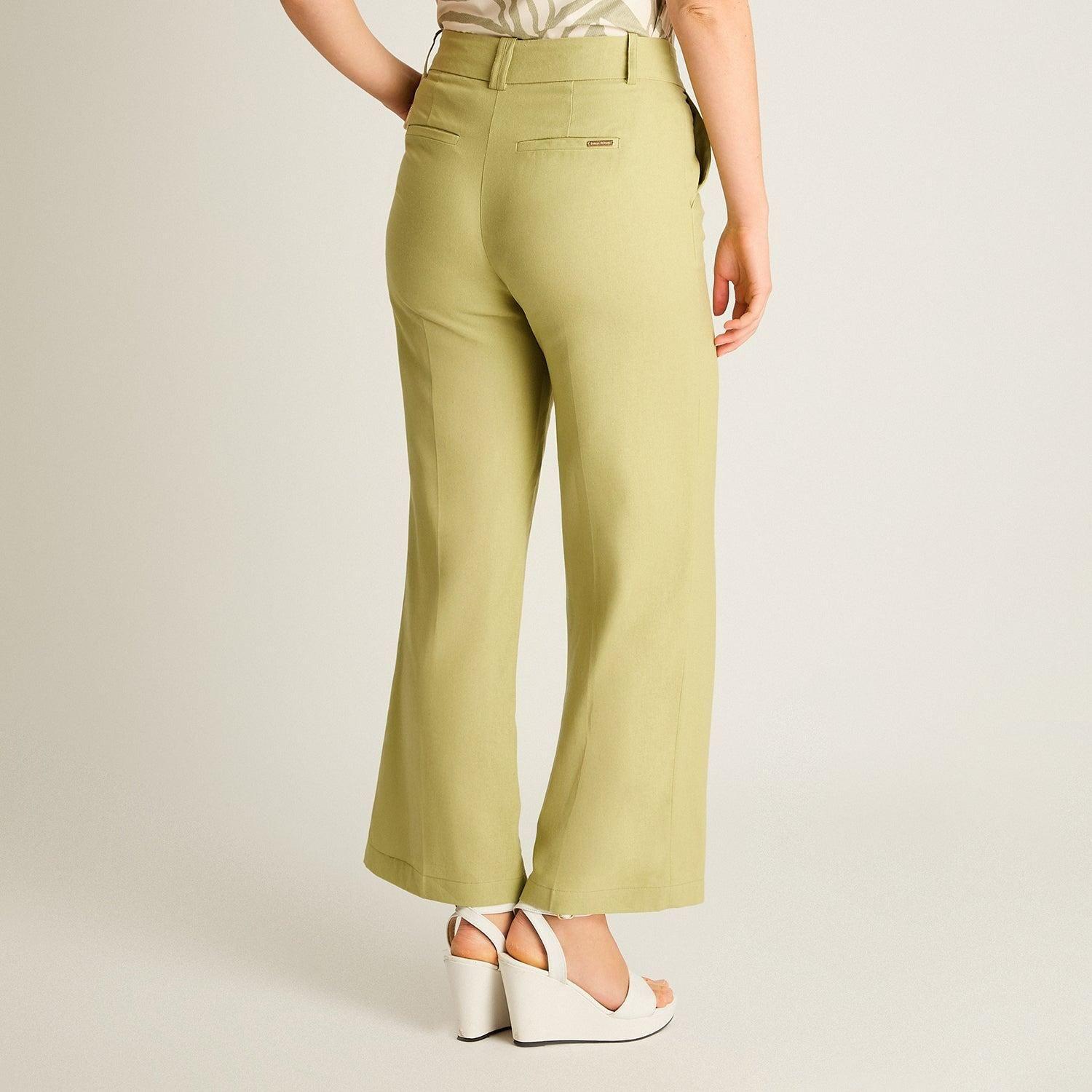 Pantalón Verde Palazzo de Lino y Viscosa-1