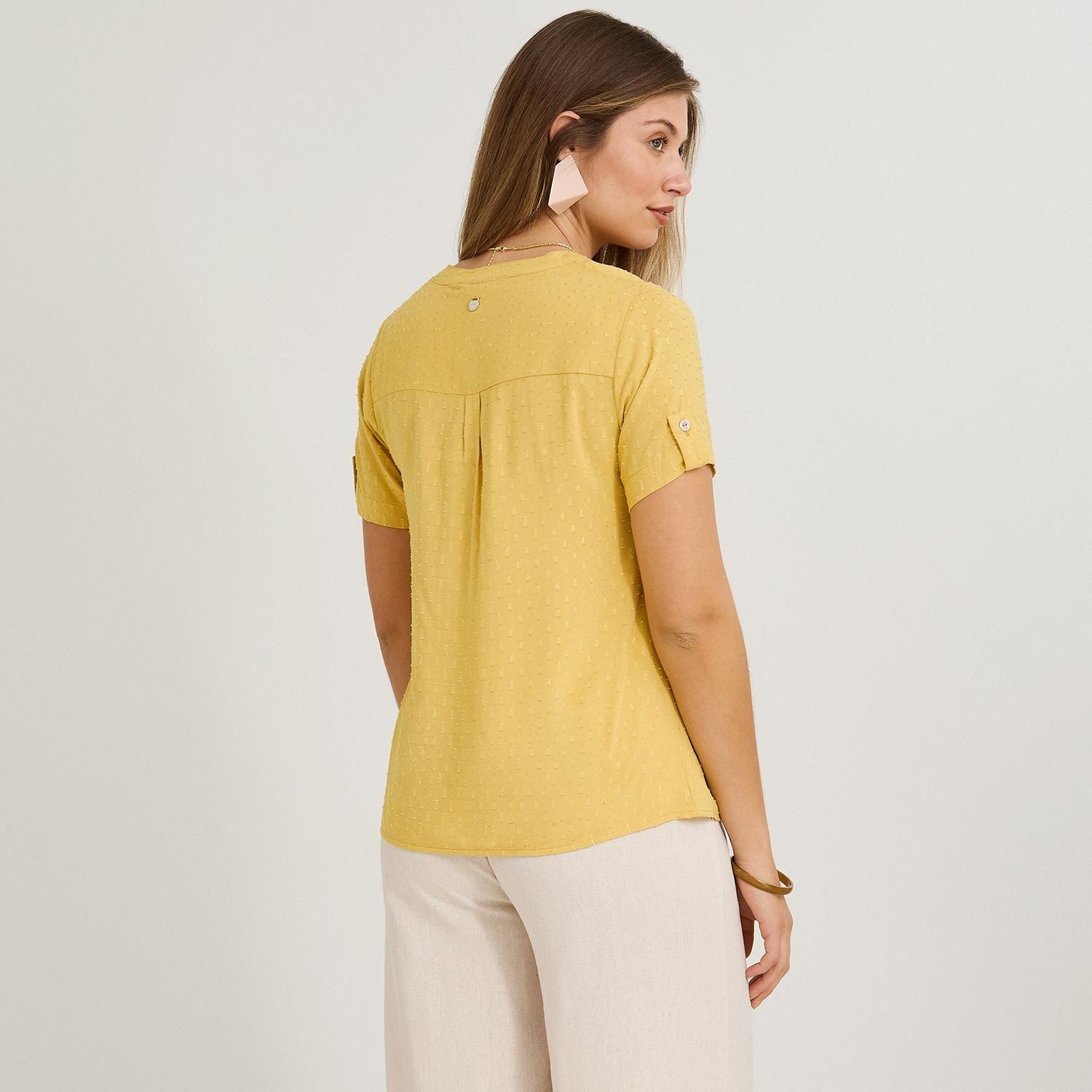Blusa Manga Corta Plumeti Mostaza-1