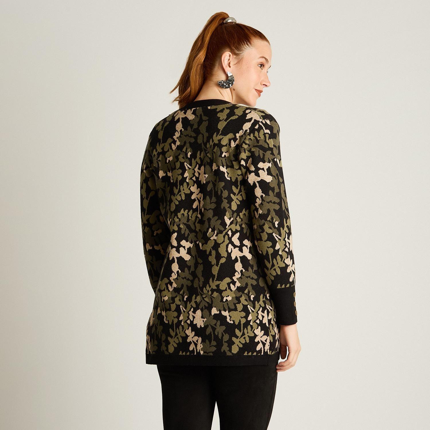 Tapado Verde con Estampado Floral Jacquard en Tejido-1