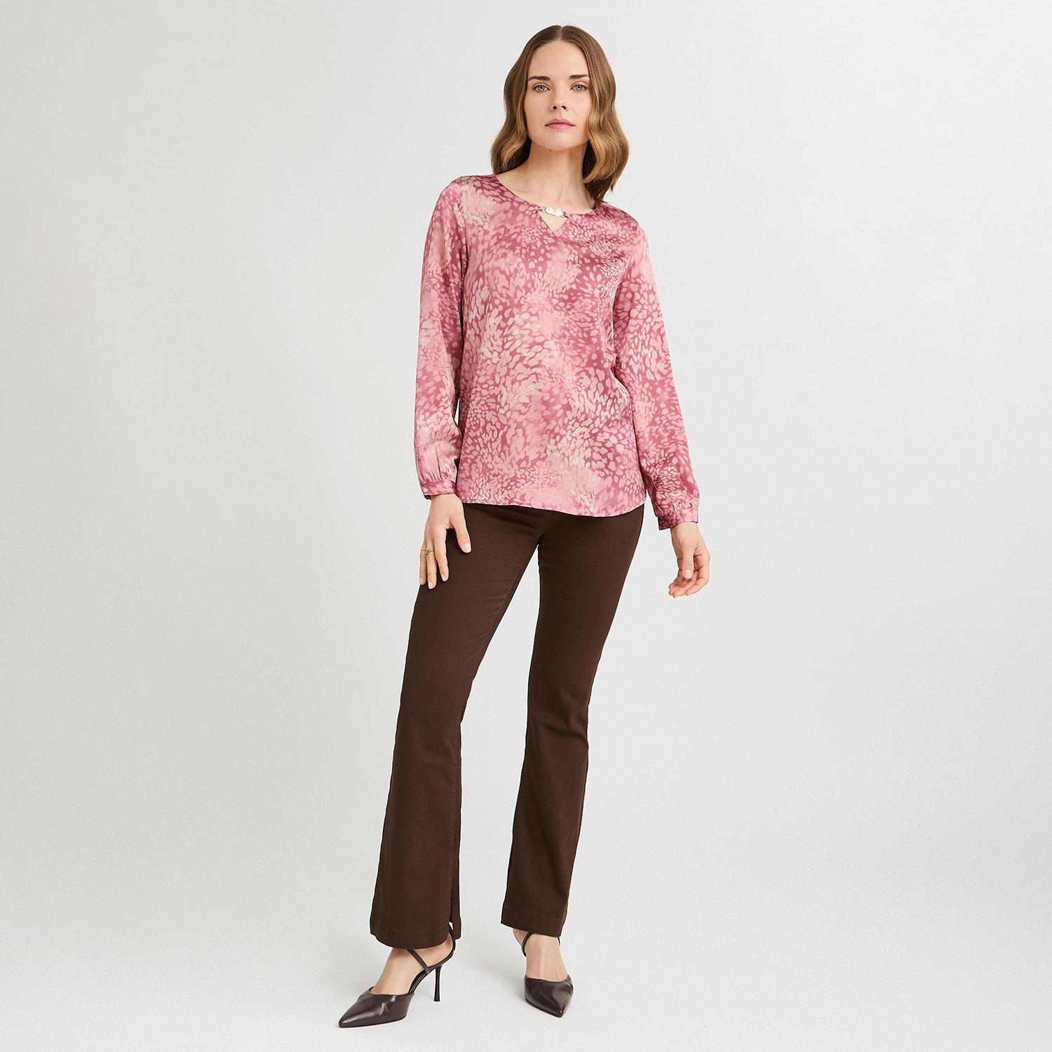 Polera Mix Fabric Print Frontal Rosado-3