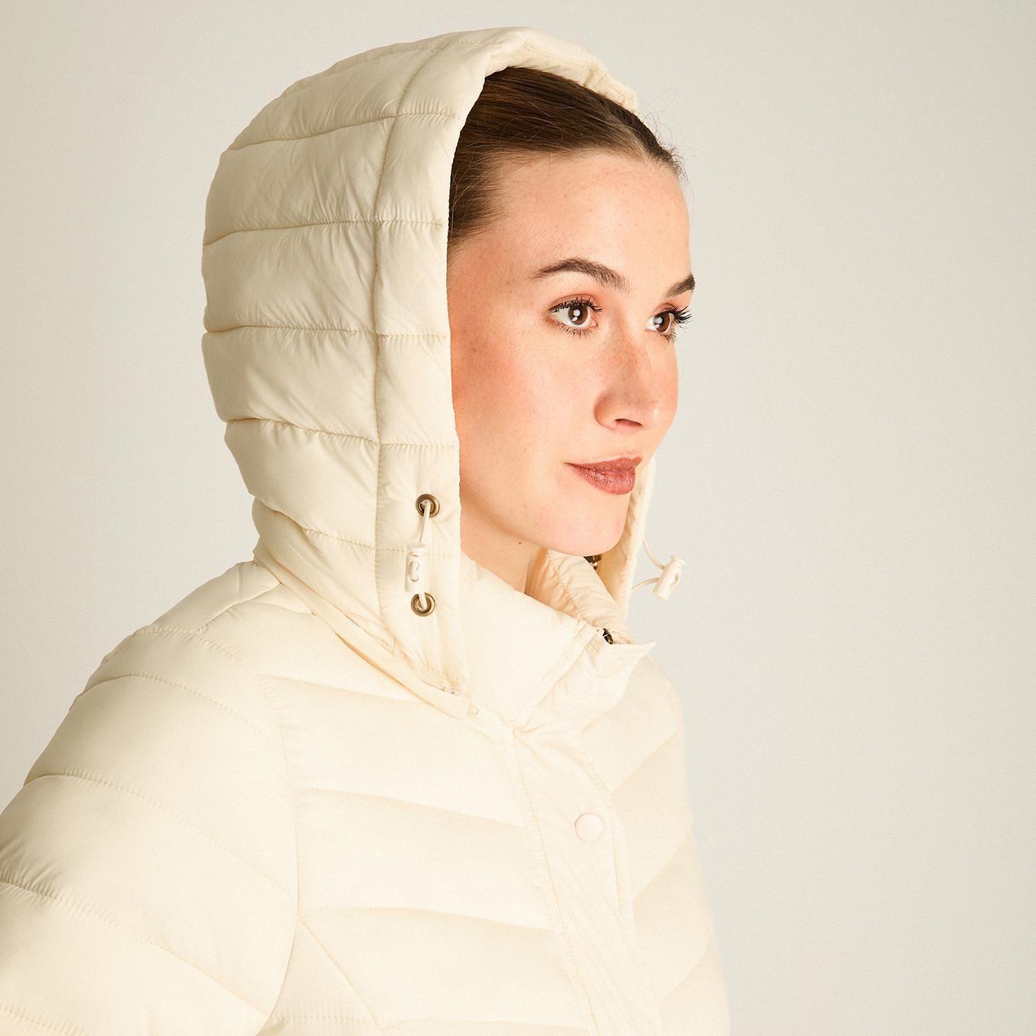 Parka Corta Crema con Gorro Desmontable Diseño Quilted-2