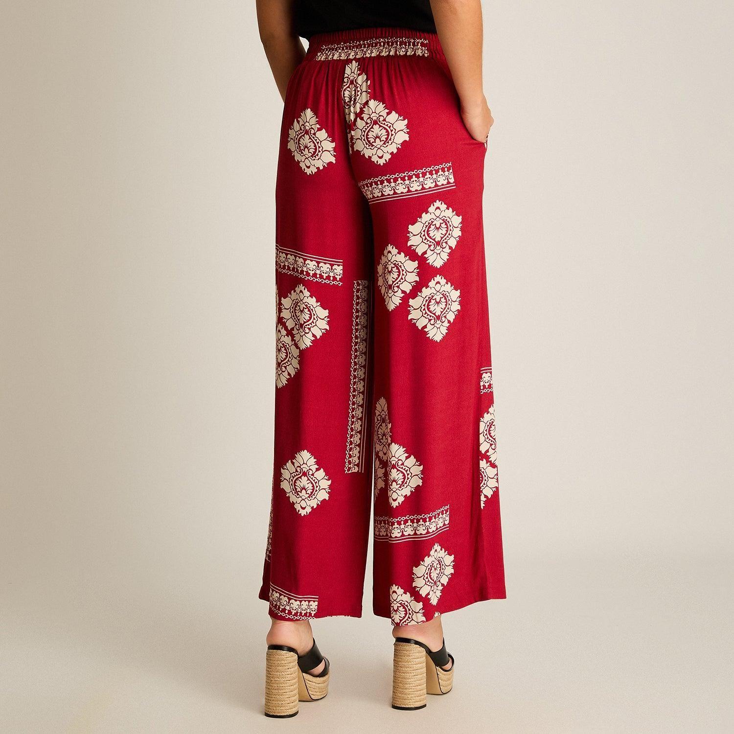 Pantalon Sport Fucsia Palazzo No Elasticado Calce Normal-1