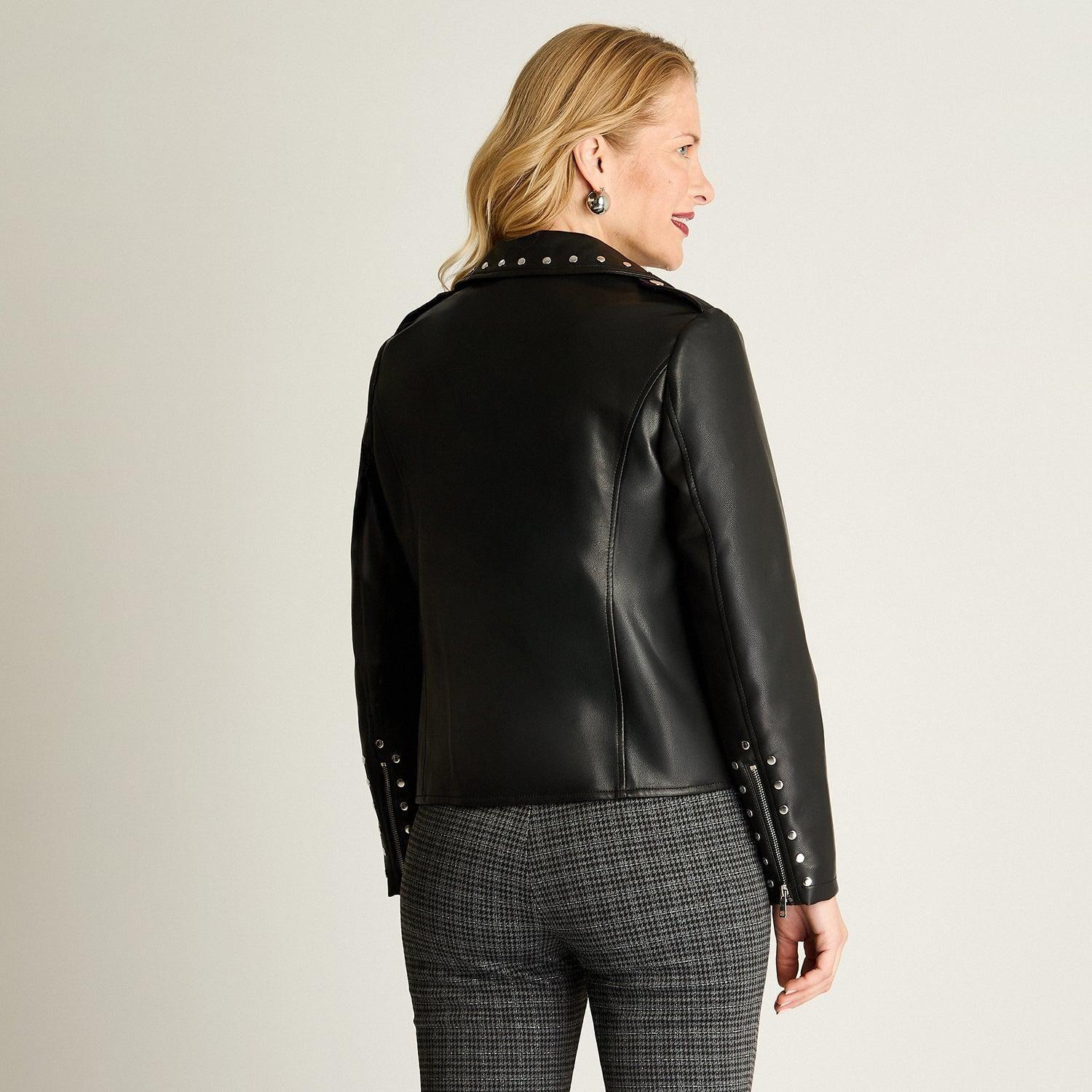 Chaqueta Biker De Ecocuero Con Tachas Negro-1