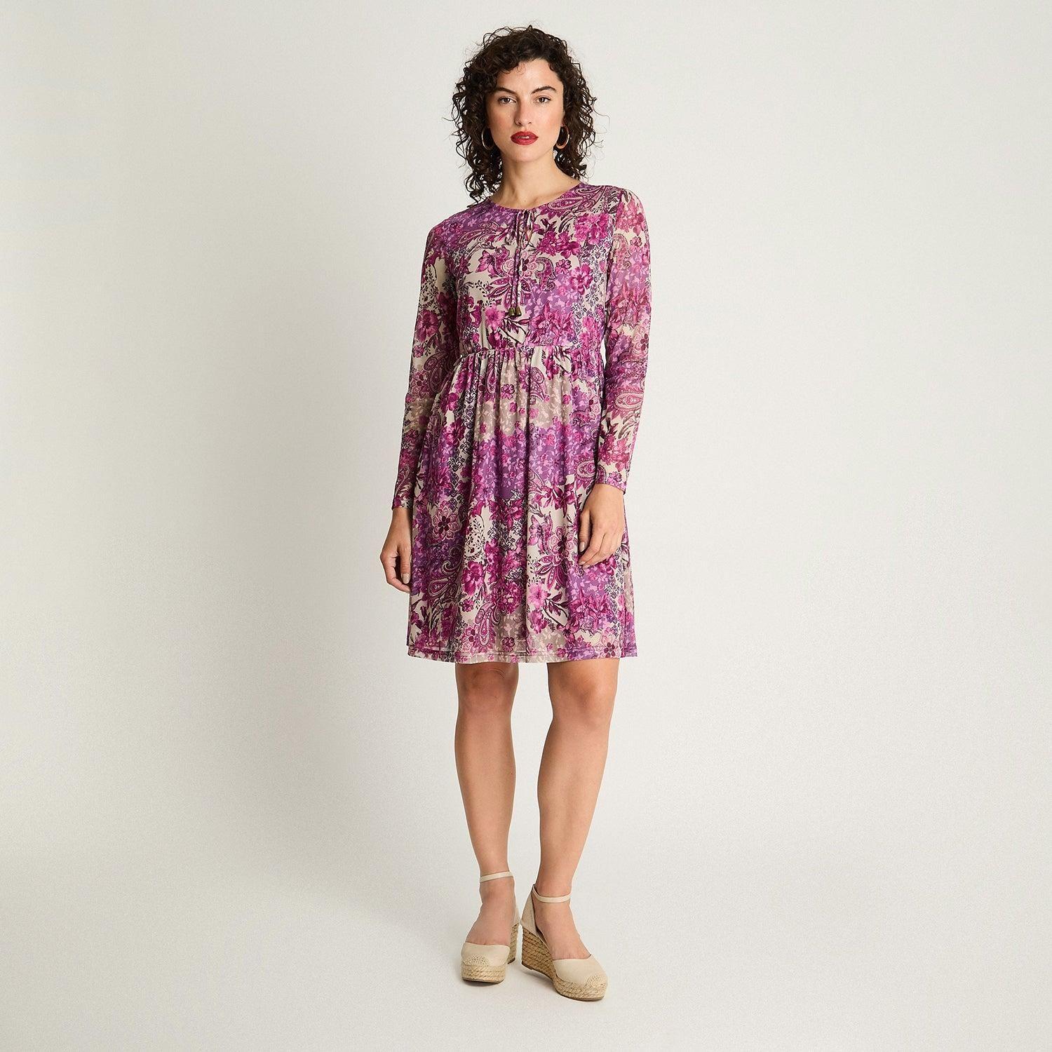 Vestido Print Mesh Magenta-3