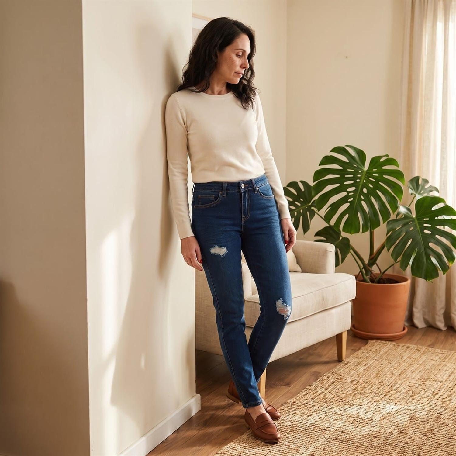 Jeans Pitillo Azul Oscuro-6