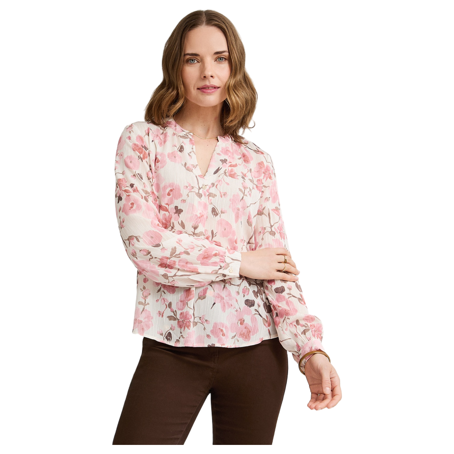 Blusa Escote Mao un Botón Crema-0