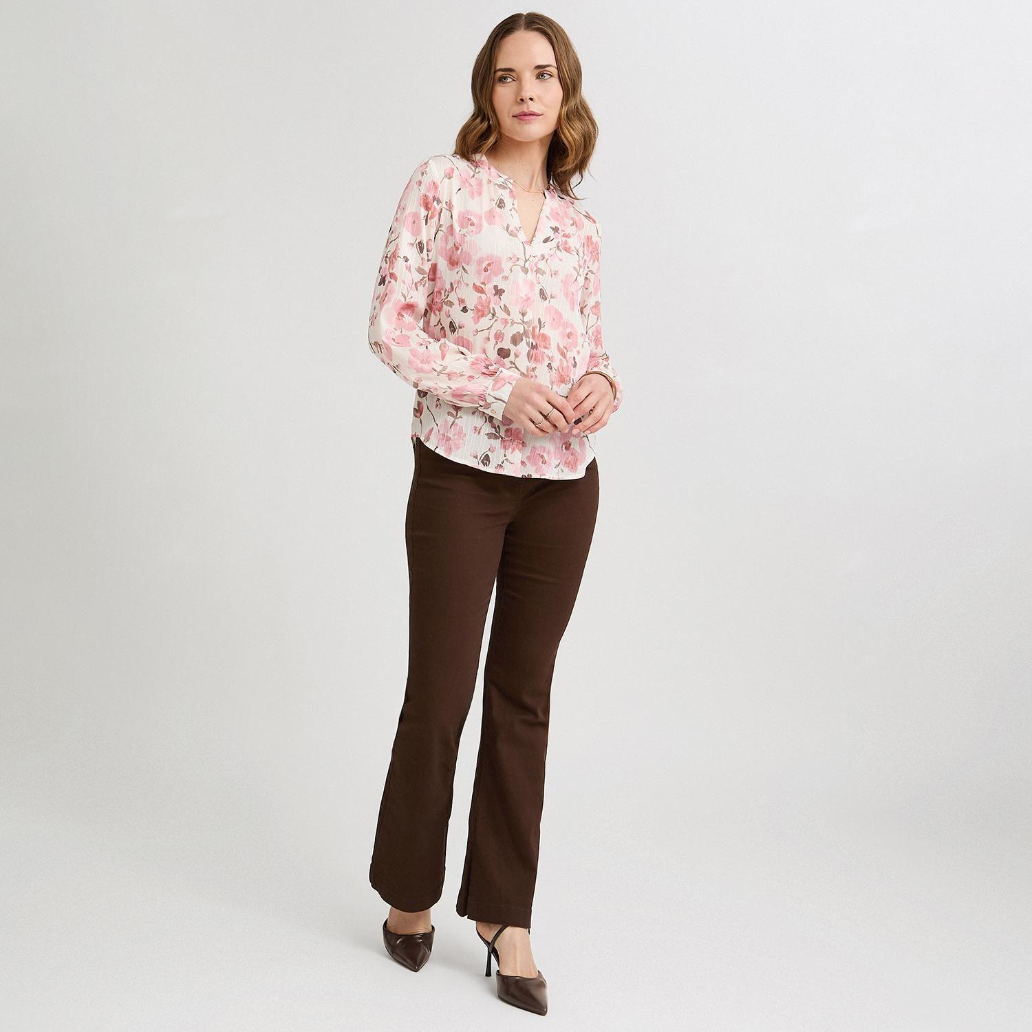 Blusa Escote Mao un Botón Crema-3