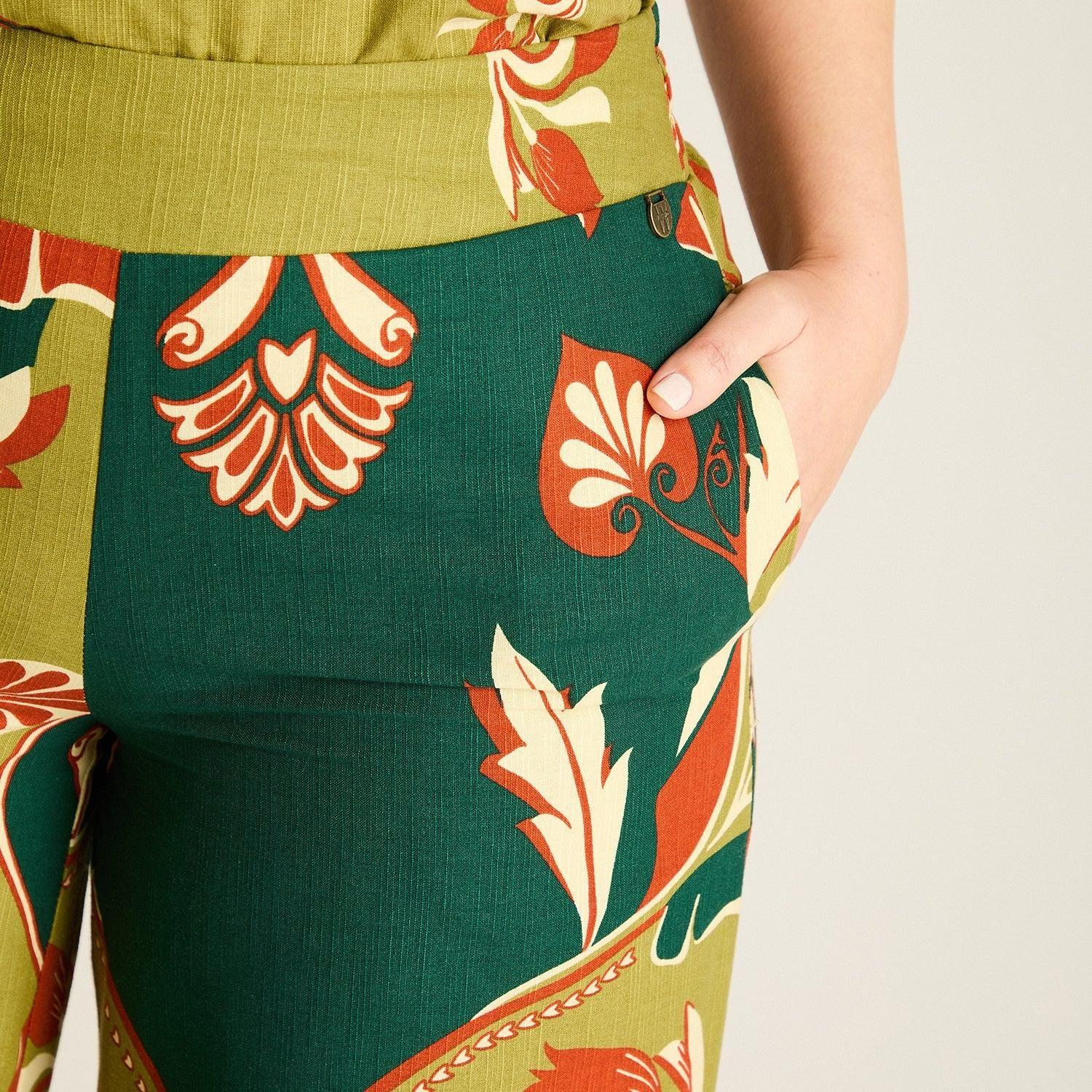 Pantalon Palazzo Verde No Elasticado Calce Holgado-2