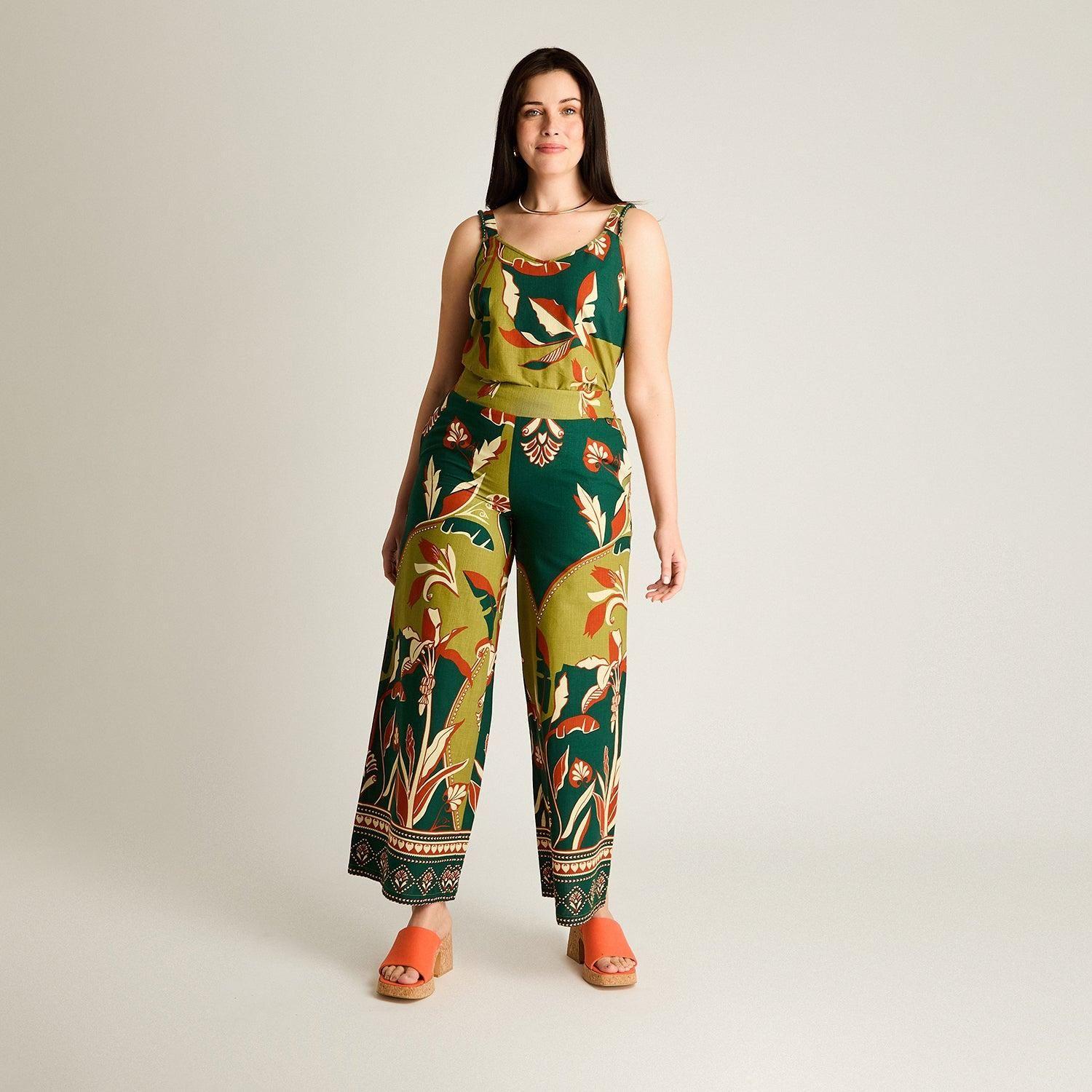 Pantalon Palazzo Verde No Elasticado Calce Holgado-3