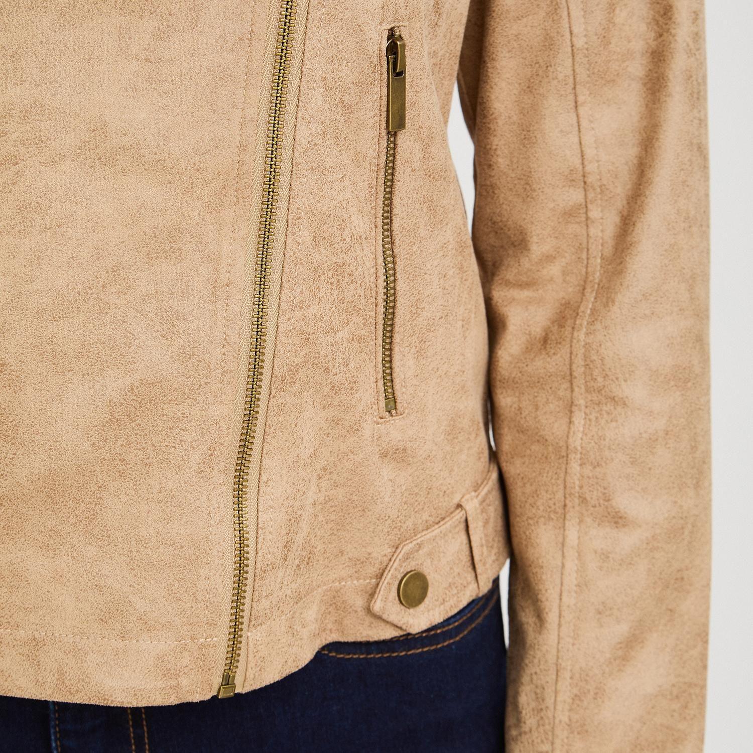 Casaca Biker de Suede Camel-2