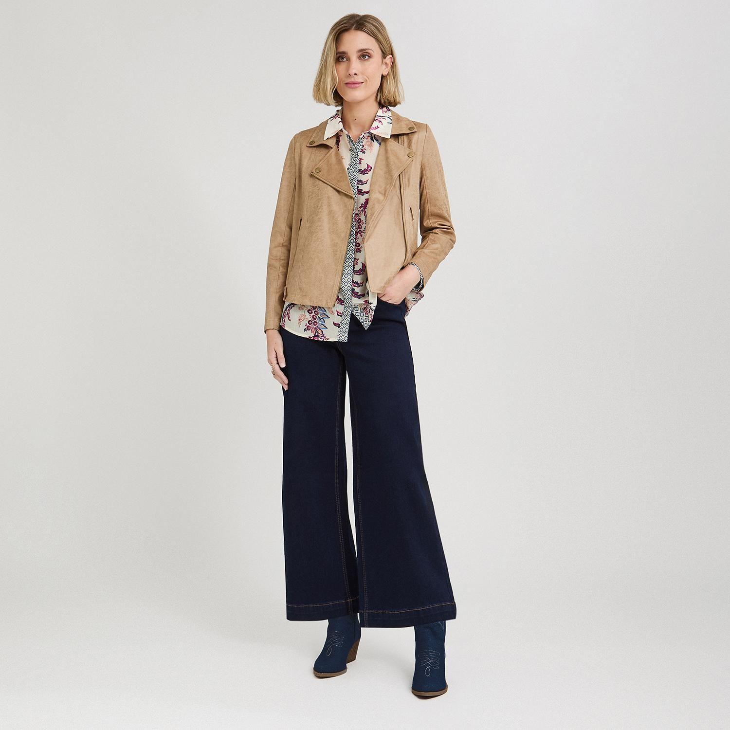 Casaca Biker de Suede Camel-3