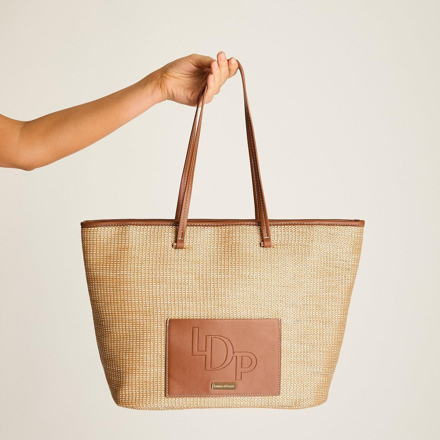 Cartera Camel con Forro y Asas en Eco-Cuero-1