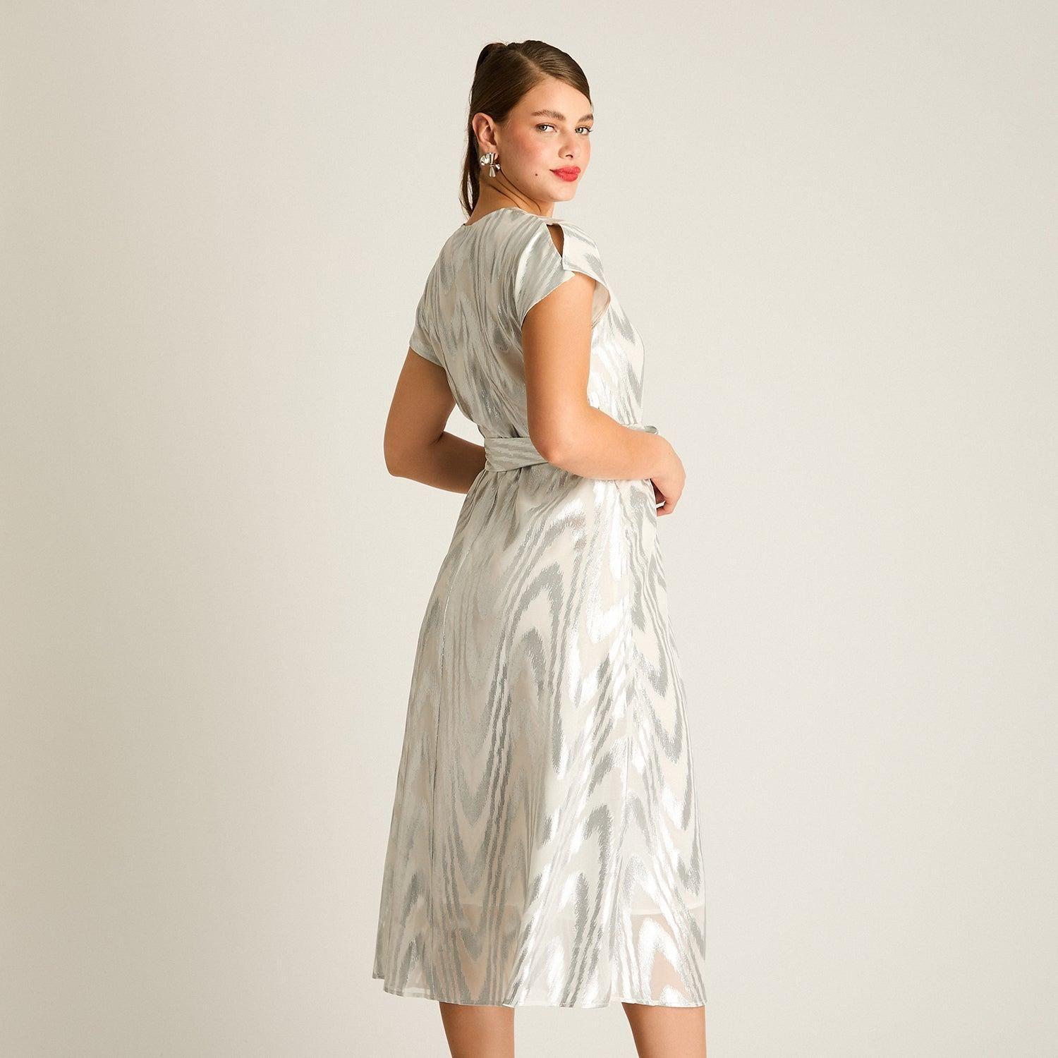 Vestido Midi Brillante Plata-1