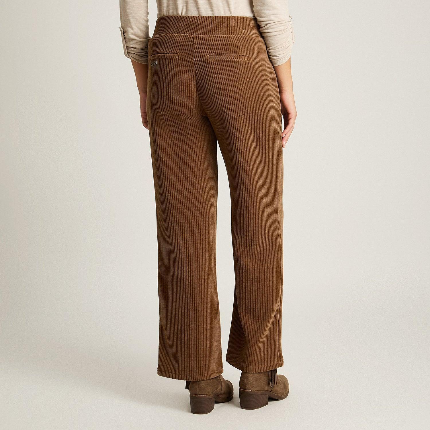 Pantalón Camel Cotelón Corte Ancho con Botón Dorado-1