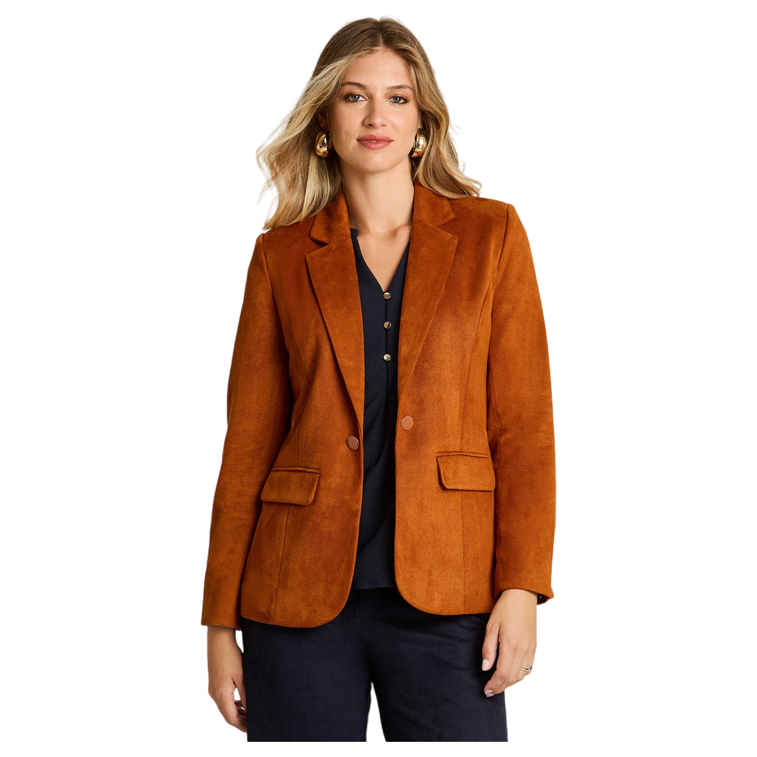 Blazer Terracota con Tela Tacto Caliente y Forro-0