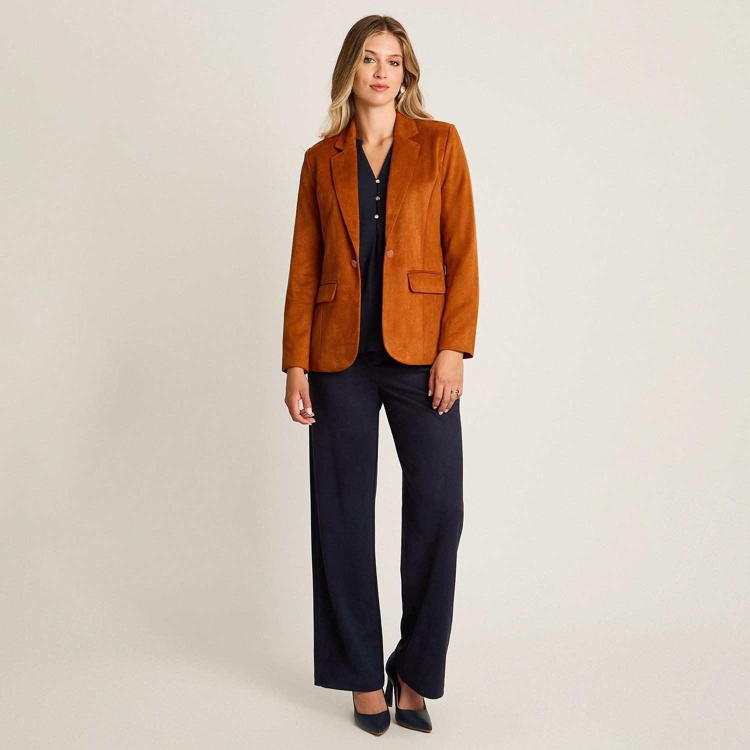 Blazer Terracota con Tela Tacto Caliente y Forro-3