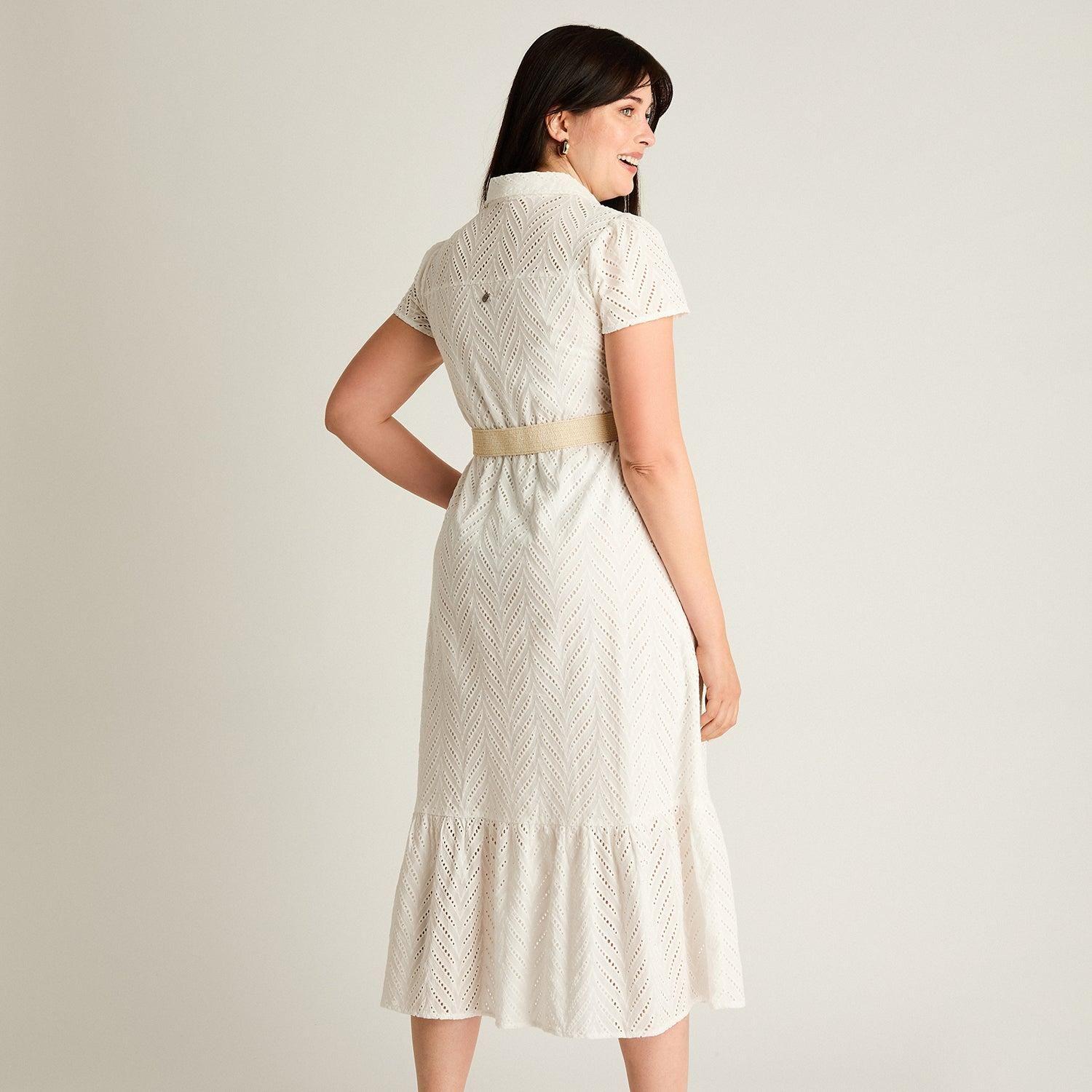 Vestido Maxi Blanco No Elasticado Con Forro Calce Normal-1
