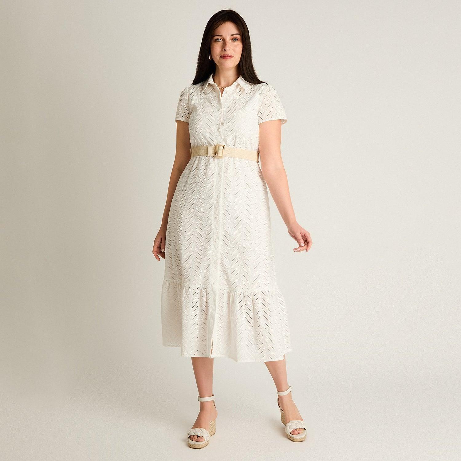 Vestido Maxi Blanco No Elasticado Con Forro Calce Normal-3
