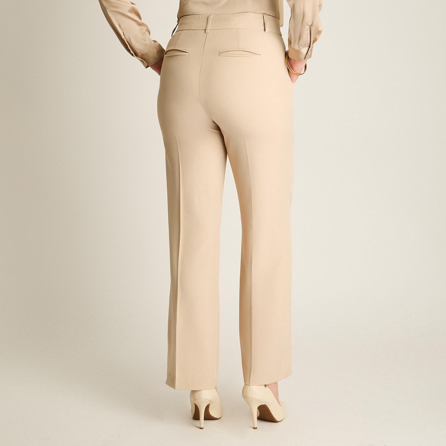 Pantalón Palazzo Beige Formal de Un Botón-1
