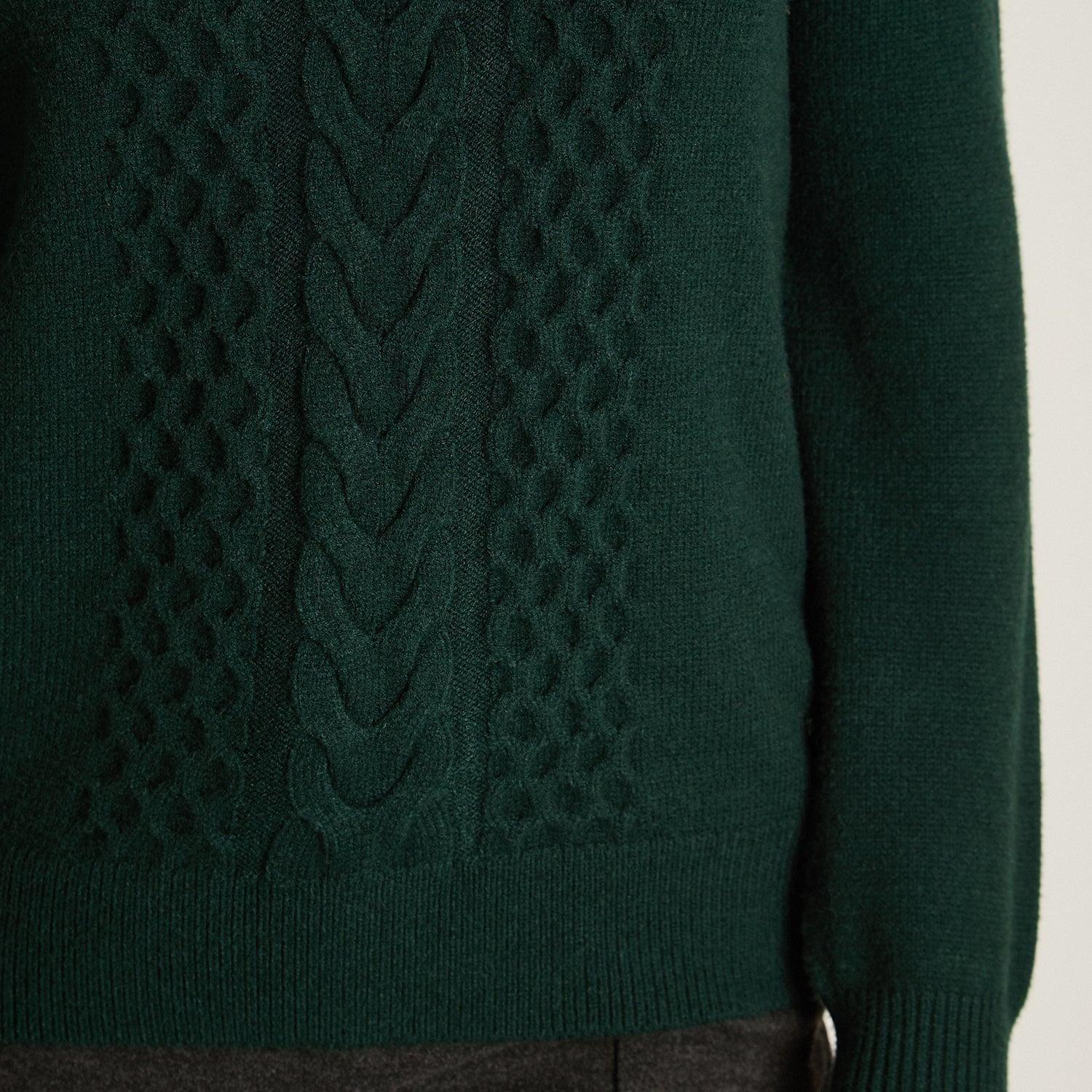 Sweater Verde con Trenzado en Relieve en Tejido-2