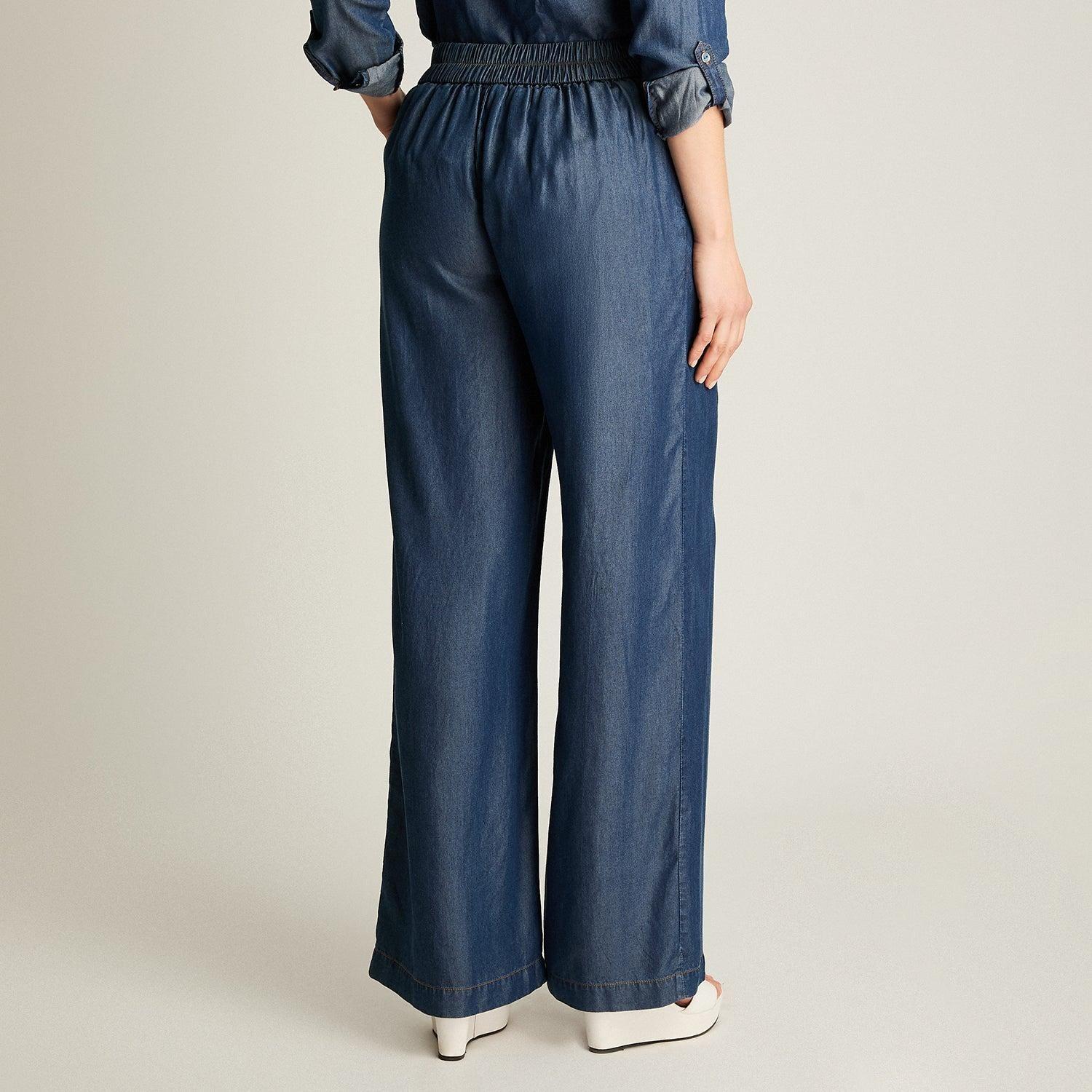 Pantalon Azul Recto con Lazo-1