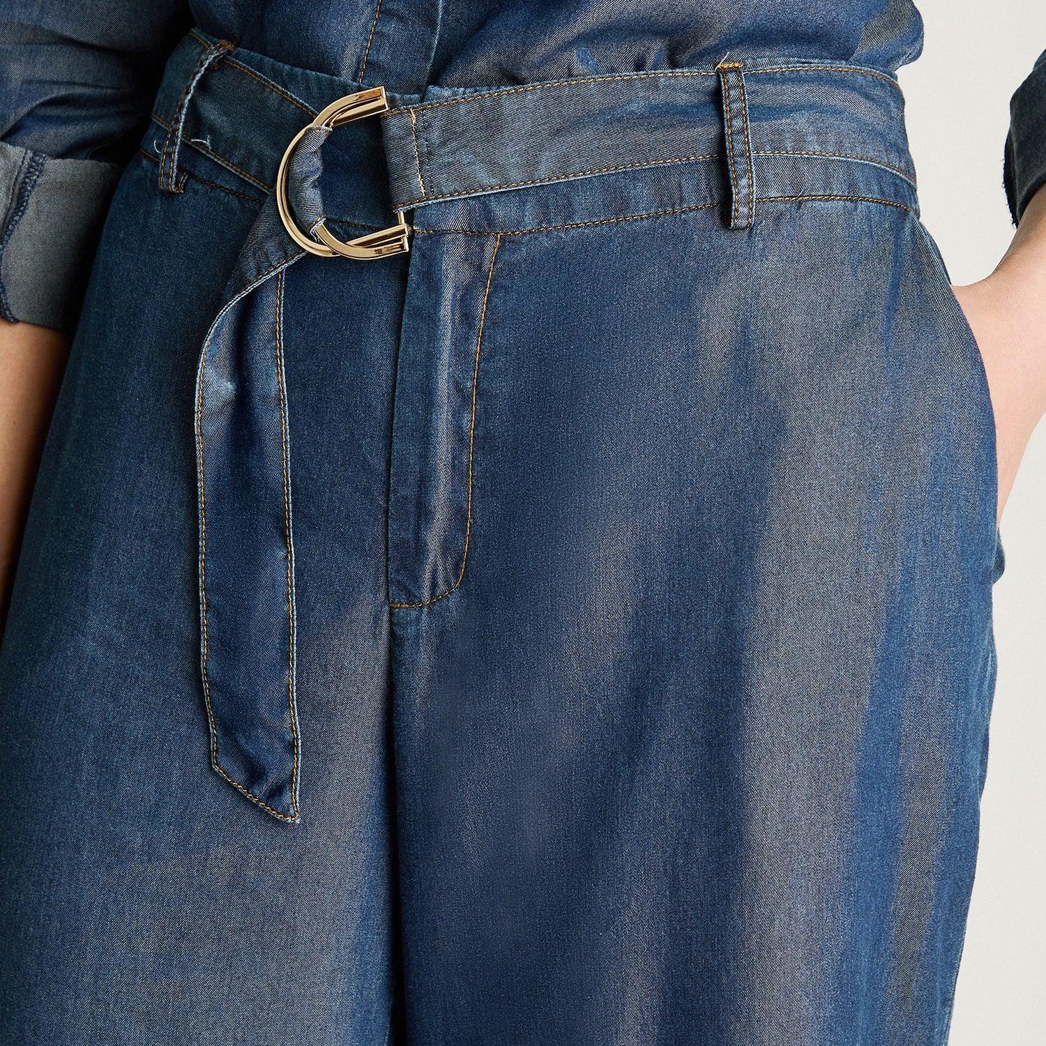 Pantalon Azul Recto con Lazo-2
