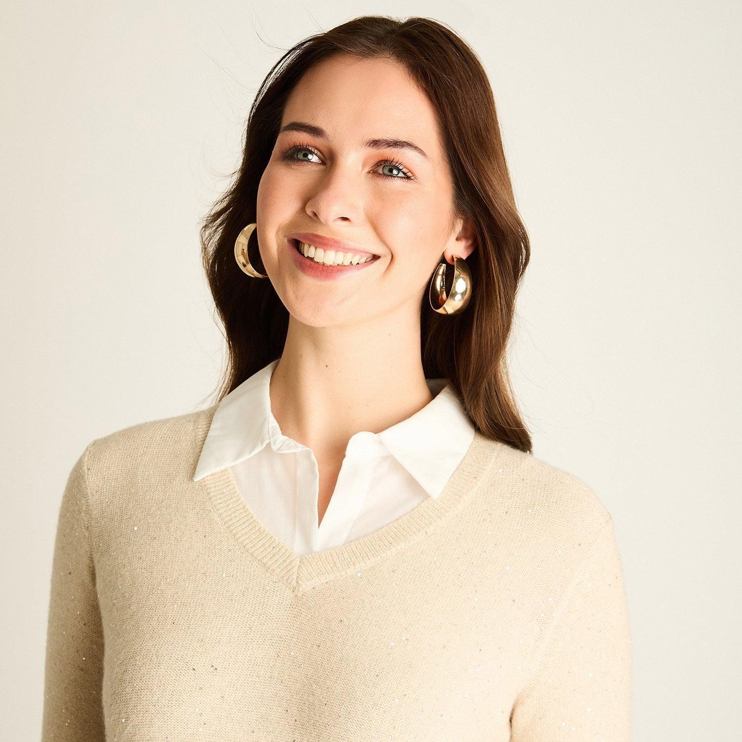Sweater Arena con Cuello Camisero-2