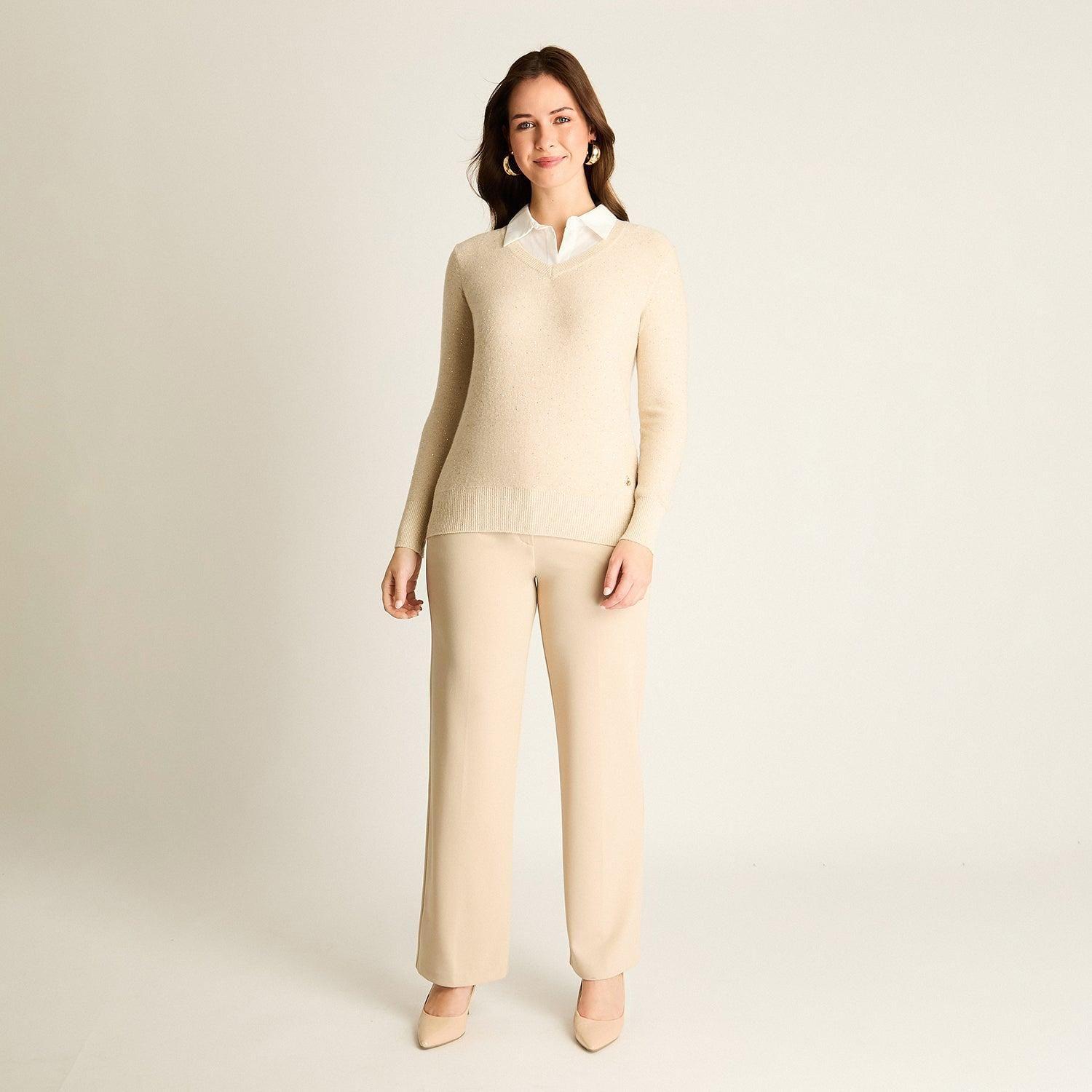 Sweater Arena con Cuello Camisero-3