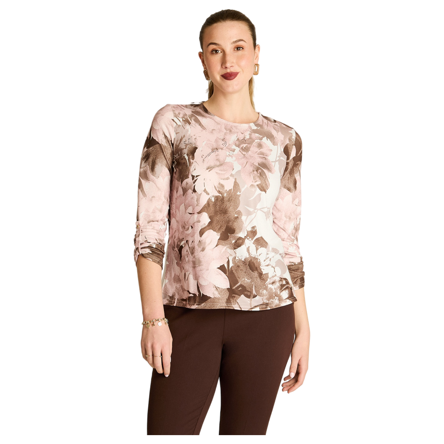 Polera Rosado Manga Larga Elasticidad Media Sin Forro Calce Normal Tela Camant-0