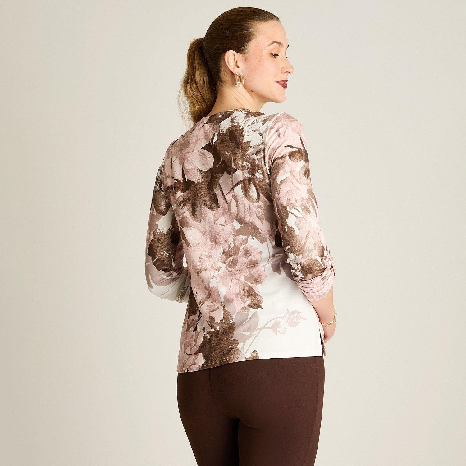 Polera Rosado Manga Larga Elasticidad Media Sin Forro Calce Normal Tela Camant-1