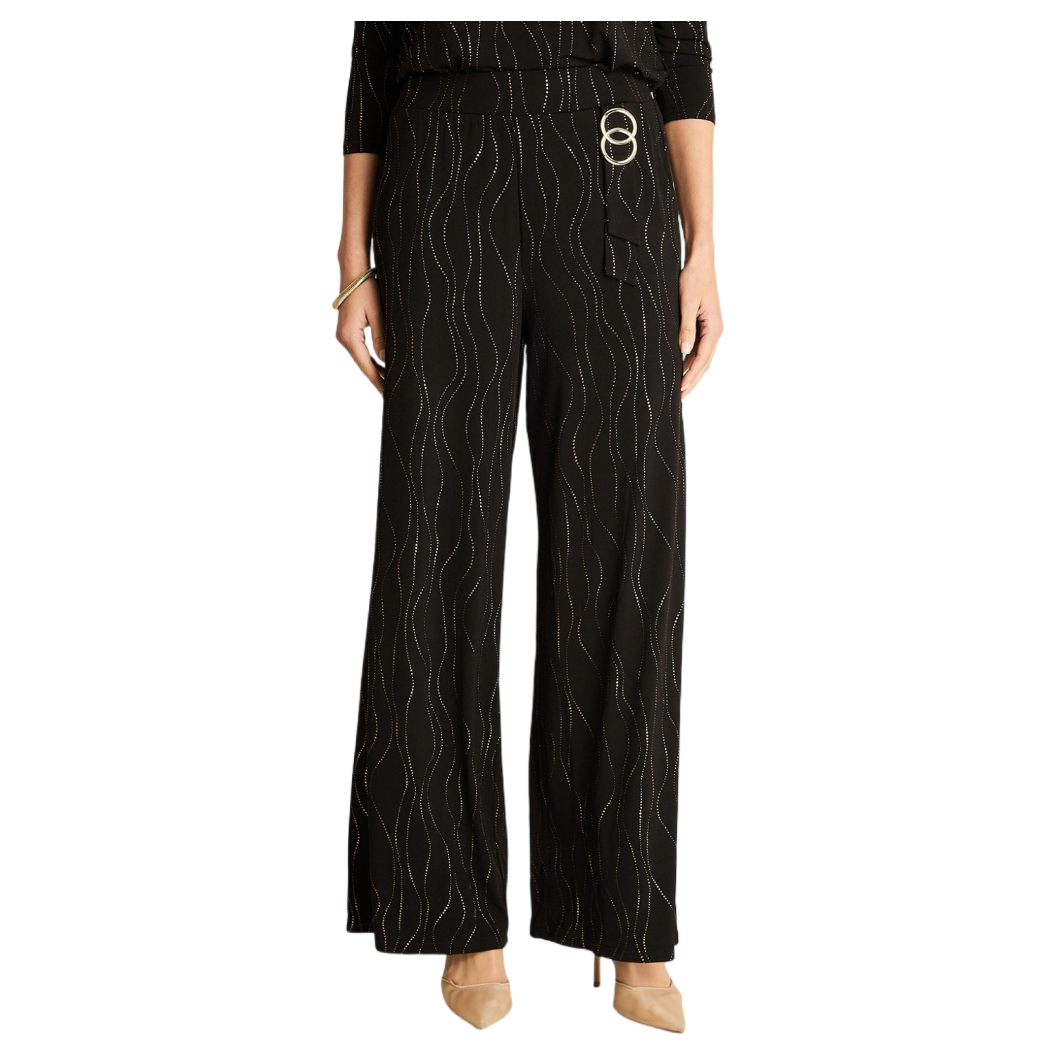 Pantalón Recto Negro con Brillo Sutil-0
