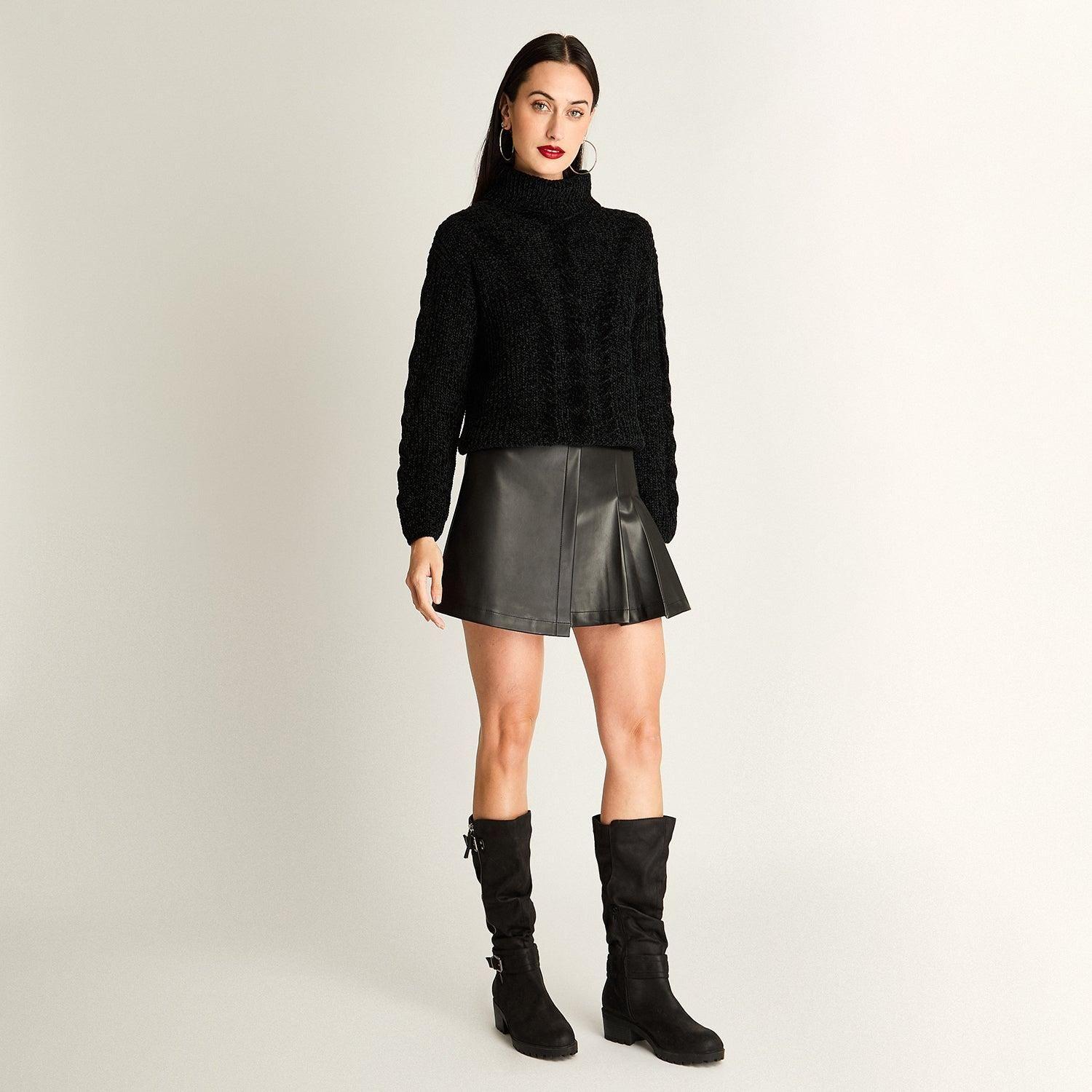 Tejido Chenille Holgado Negro-2