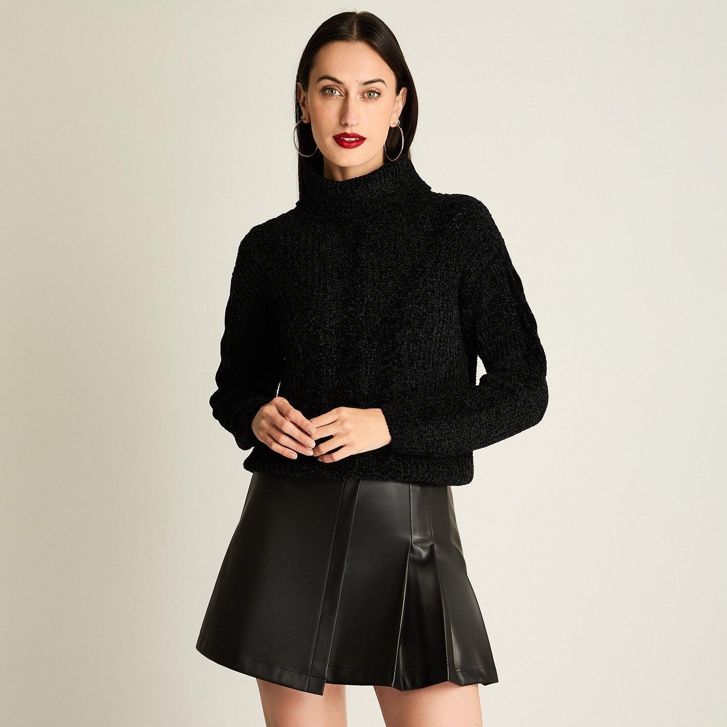 Tejido Chenille Holgado Negro-0