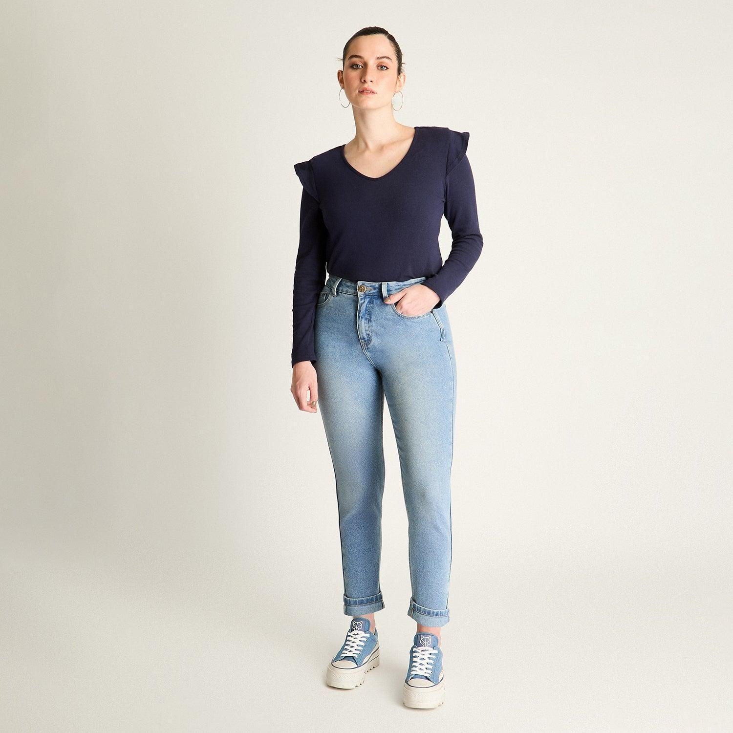 Jeans Azul Fit Mom Clásico-3