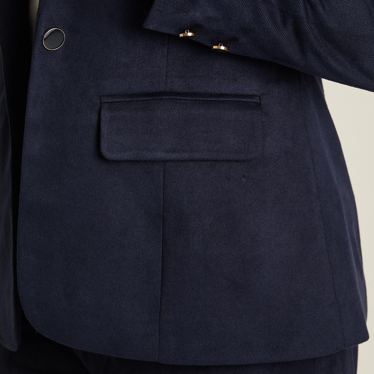 Blazer Azul con Tela Tacto Caliente y Forro-2