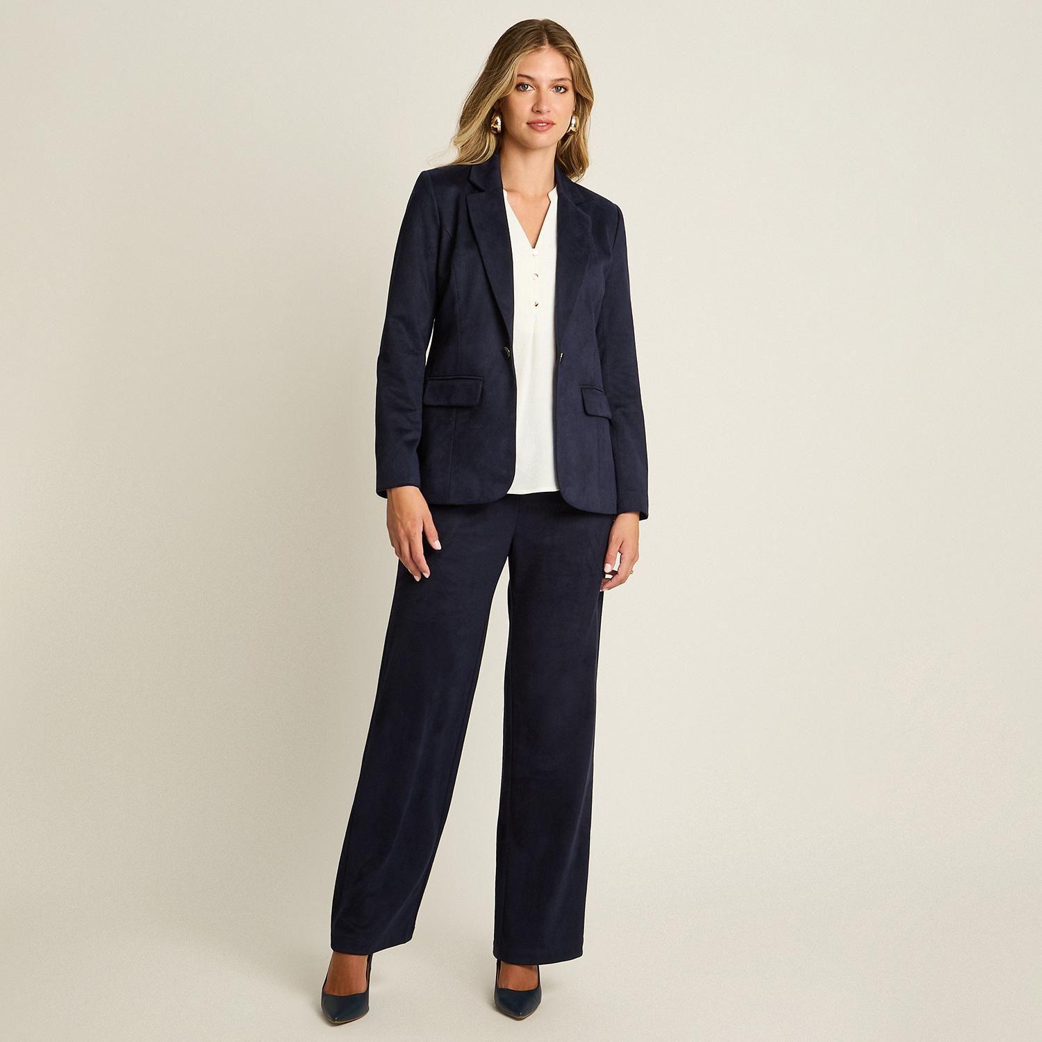 Blazer Azul con Tela Tacto Caliente y Forro-3