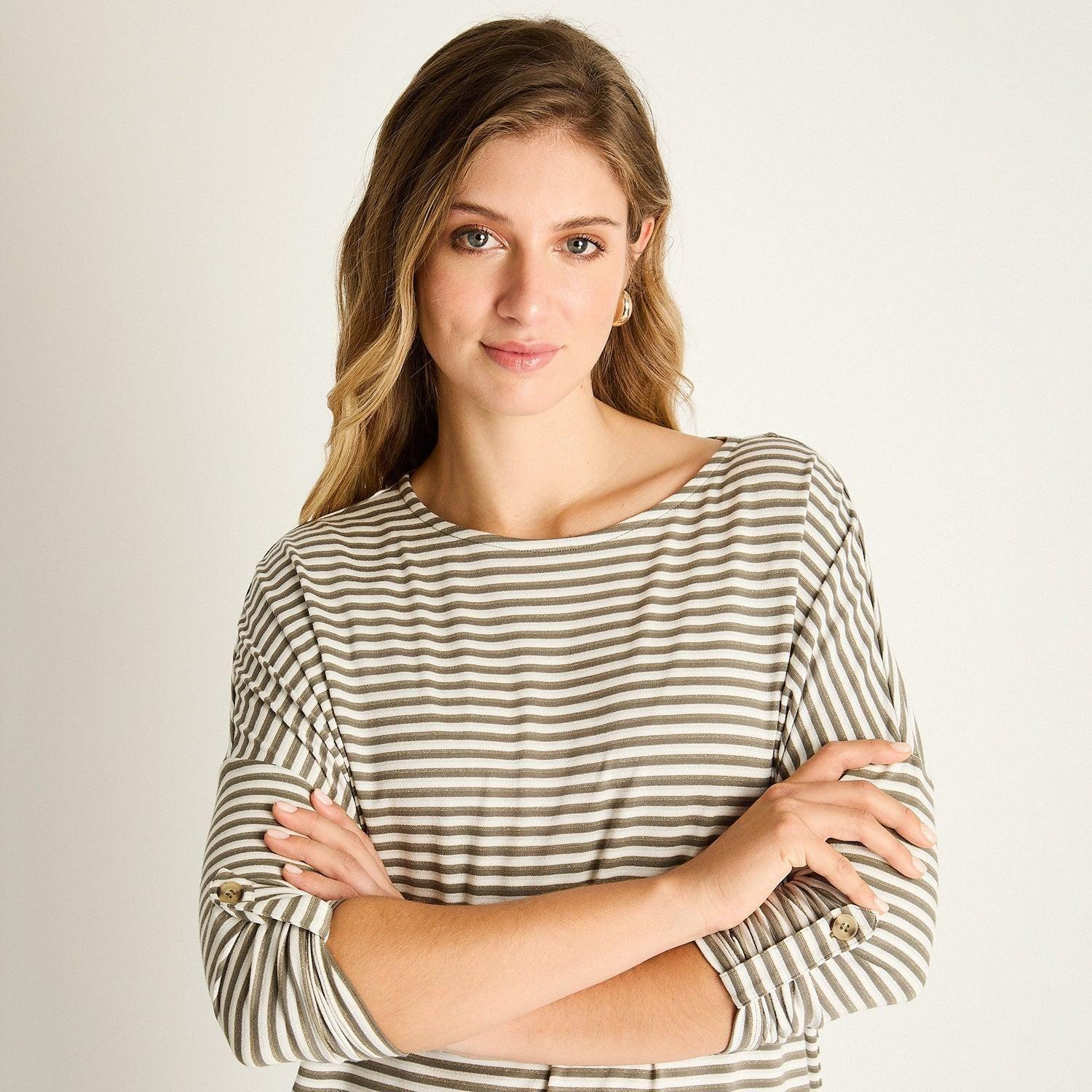 Polera Verde con Rayas y Manga Larga-2