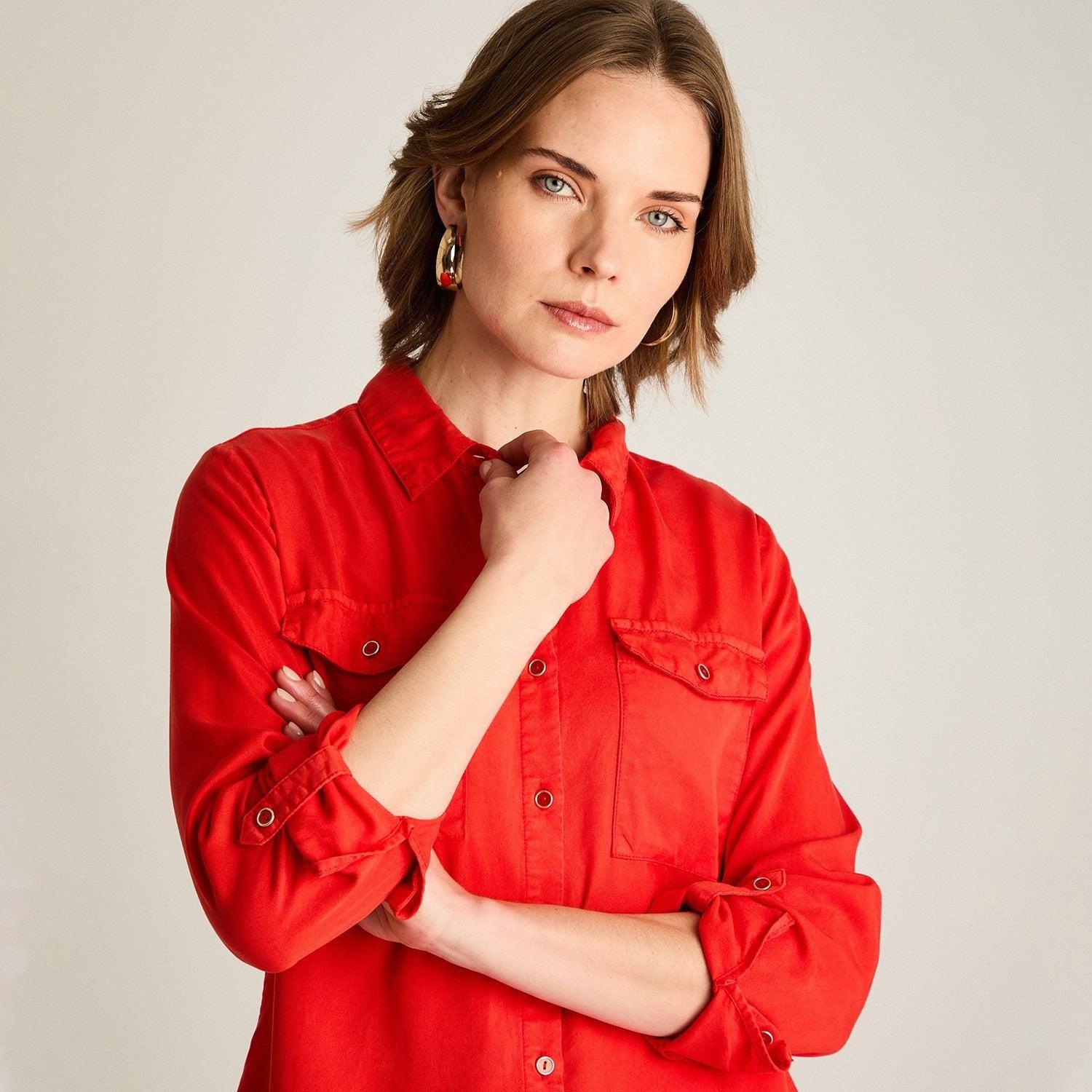 Blusa Roja Camisera de Lyocell-2
