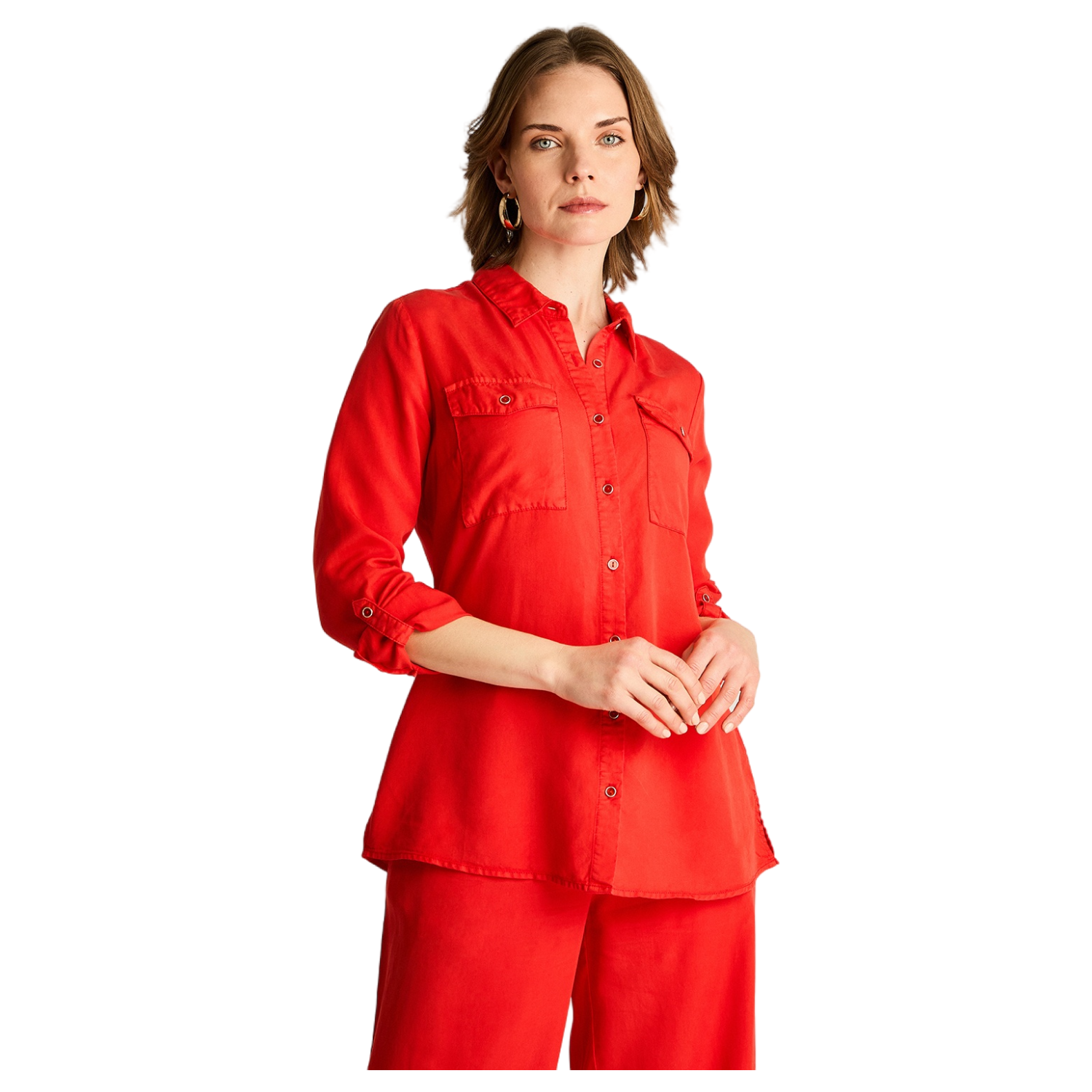 Blusa Roja Camisera de Lyocell-0