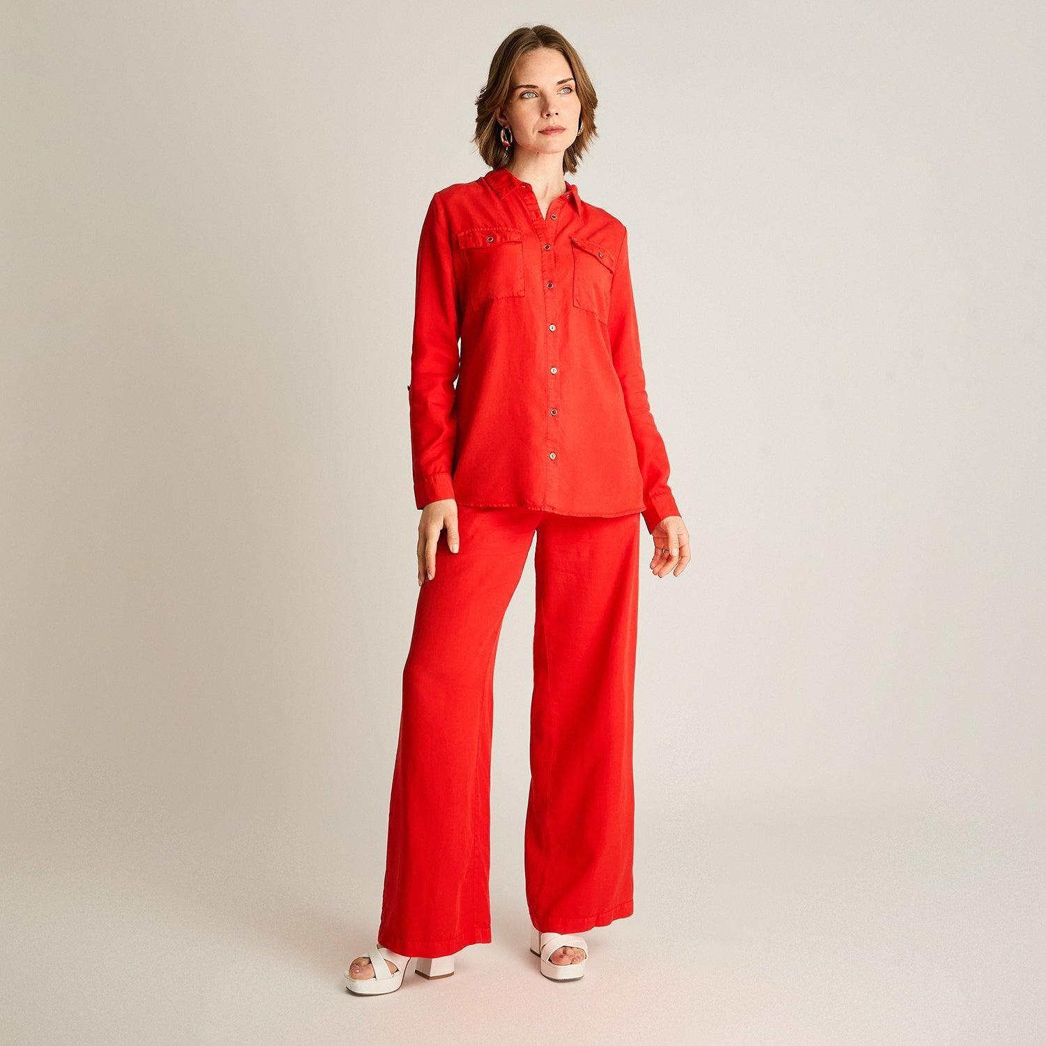 Blusa Roja Camisera de Lyocell-3