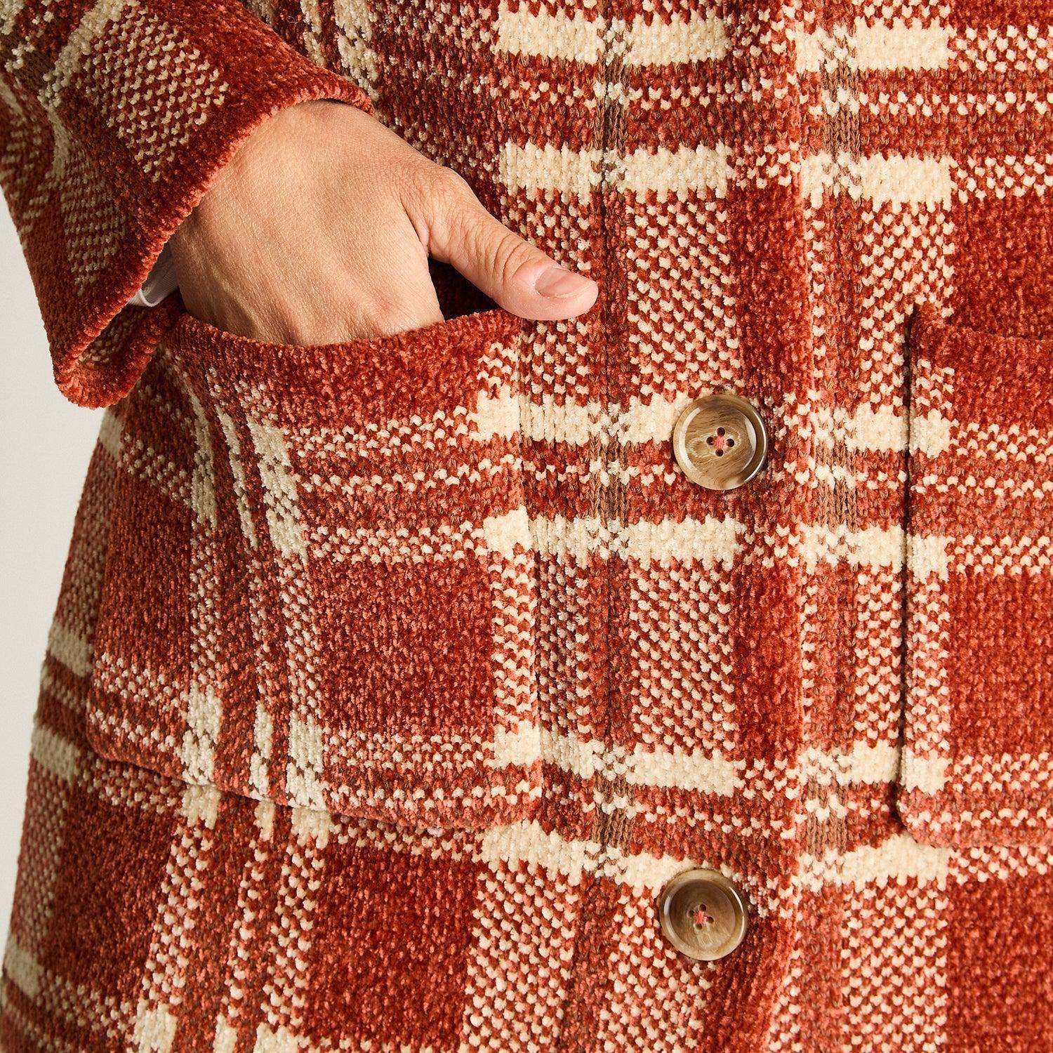 Abrigo Tejido Chenille Con Bolsillos Camel-1