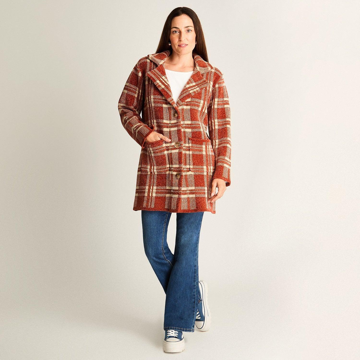 Abrigo Tejido Chenille Con Bolsillos Camel-2