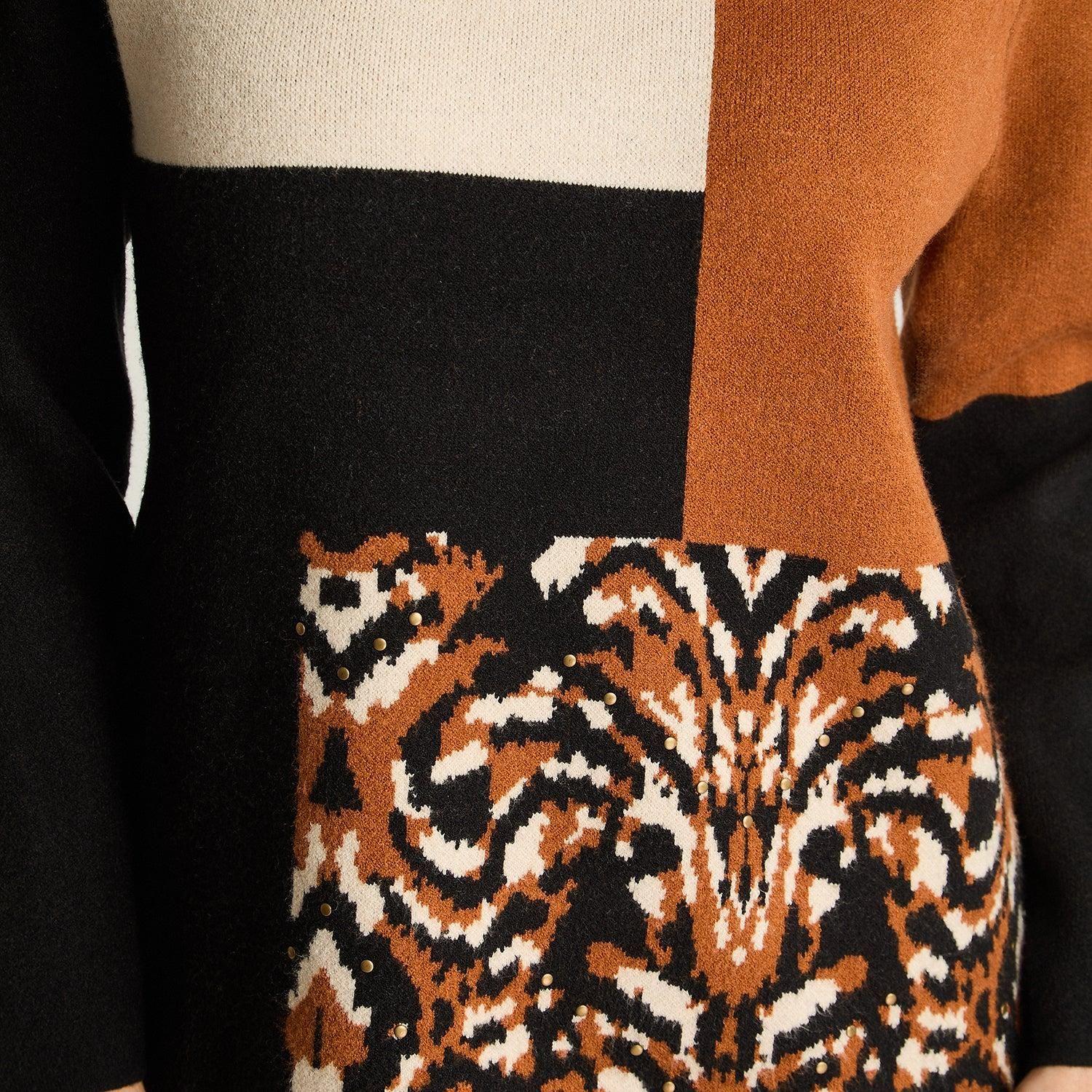 Sweater Manga Larga Color Block Negro-2