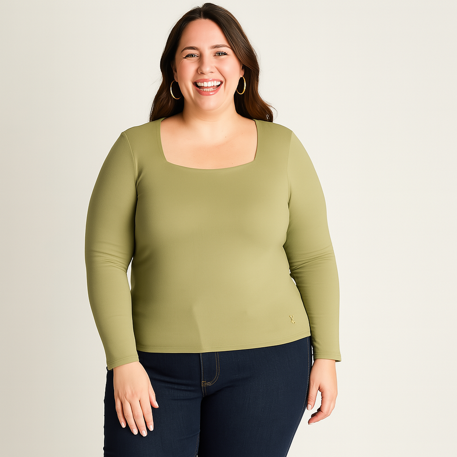 Polera Verde Cuello Cuadrado-3