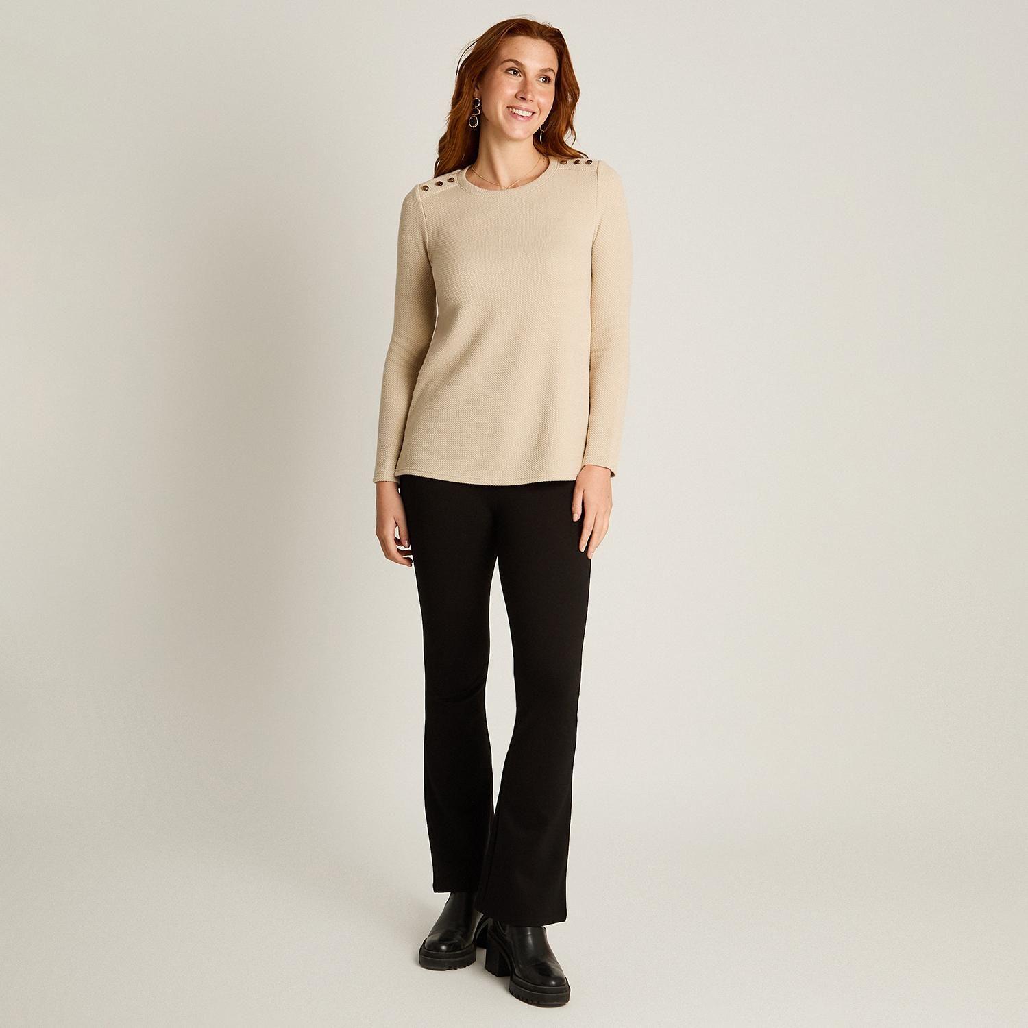 Polera Beige Manga Larga Lanilla-3