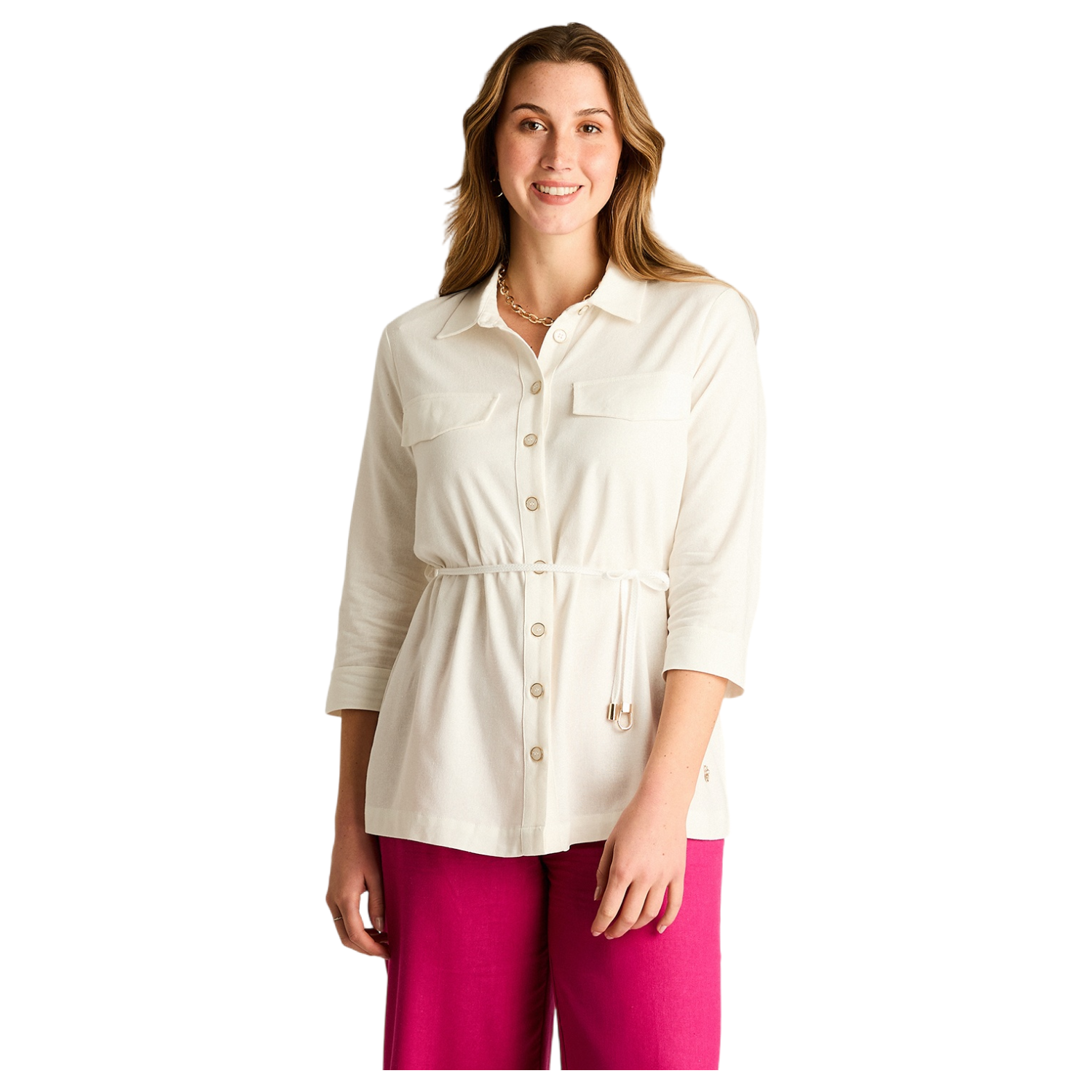 Blusa Crudo Manga 3/4 con Lazo-0