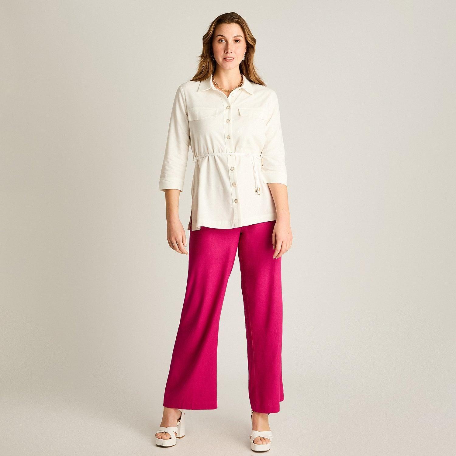 Blusa Crudo Manga 3/4 con Lazo-3